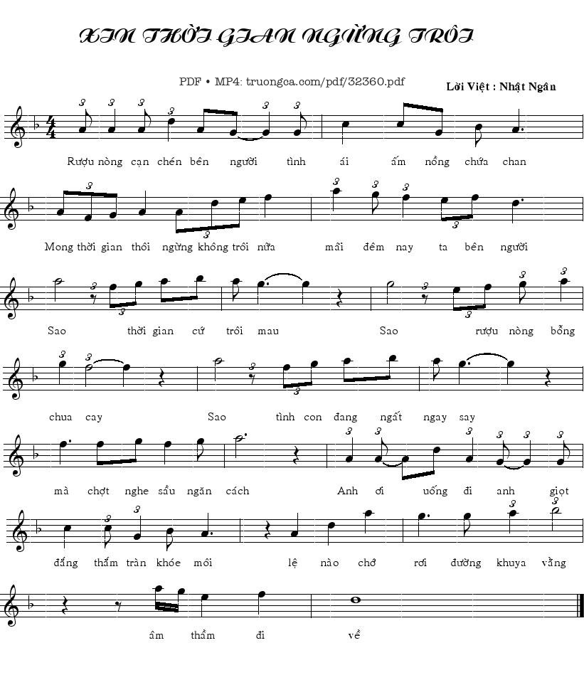 Sheet PDF of Xin Thời Gian Ngừng Trôi