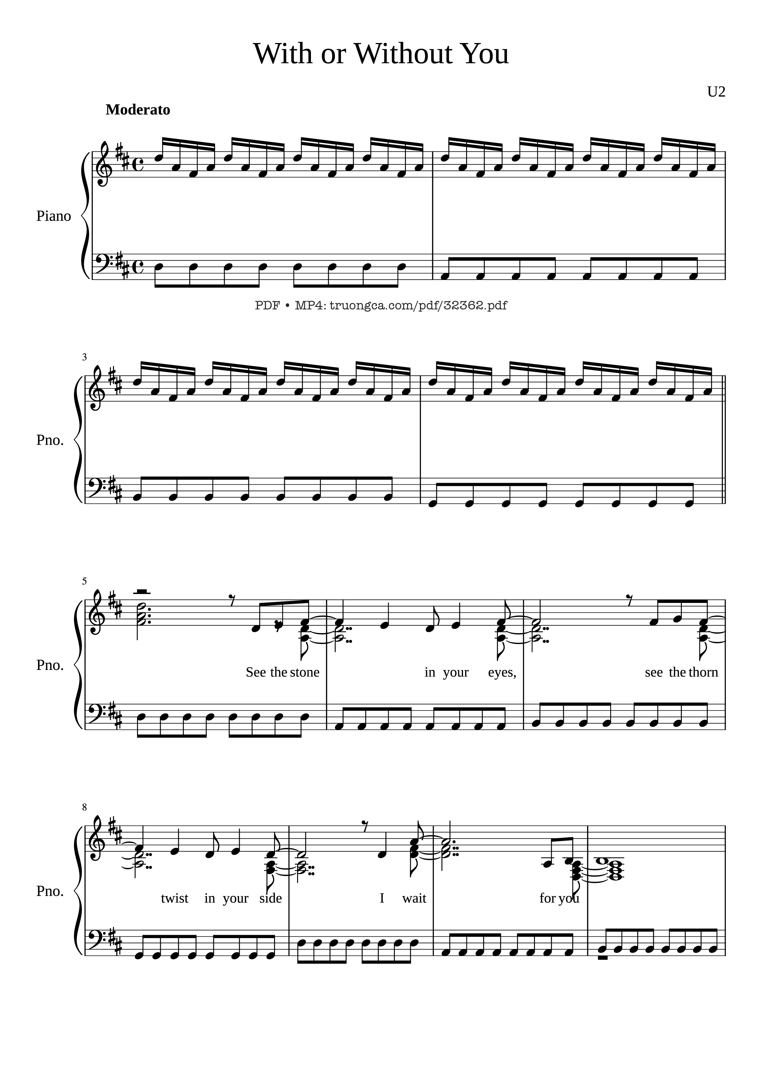 Page 1 of Sheet music PDF Piano With or Without You Piano - U2