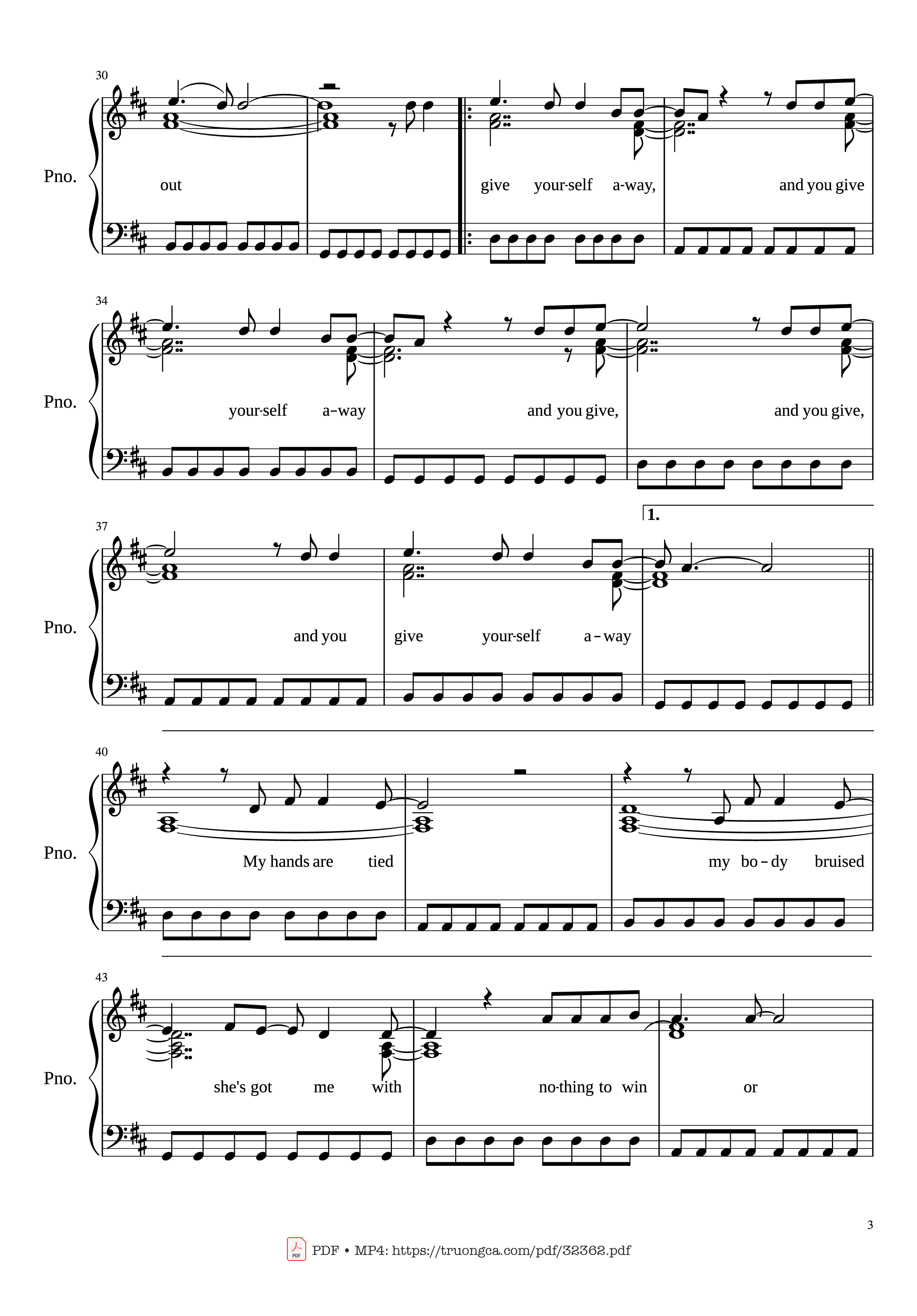 Page 3 of Sheet music PDF Piano With or Without You Piano - U2