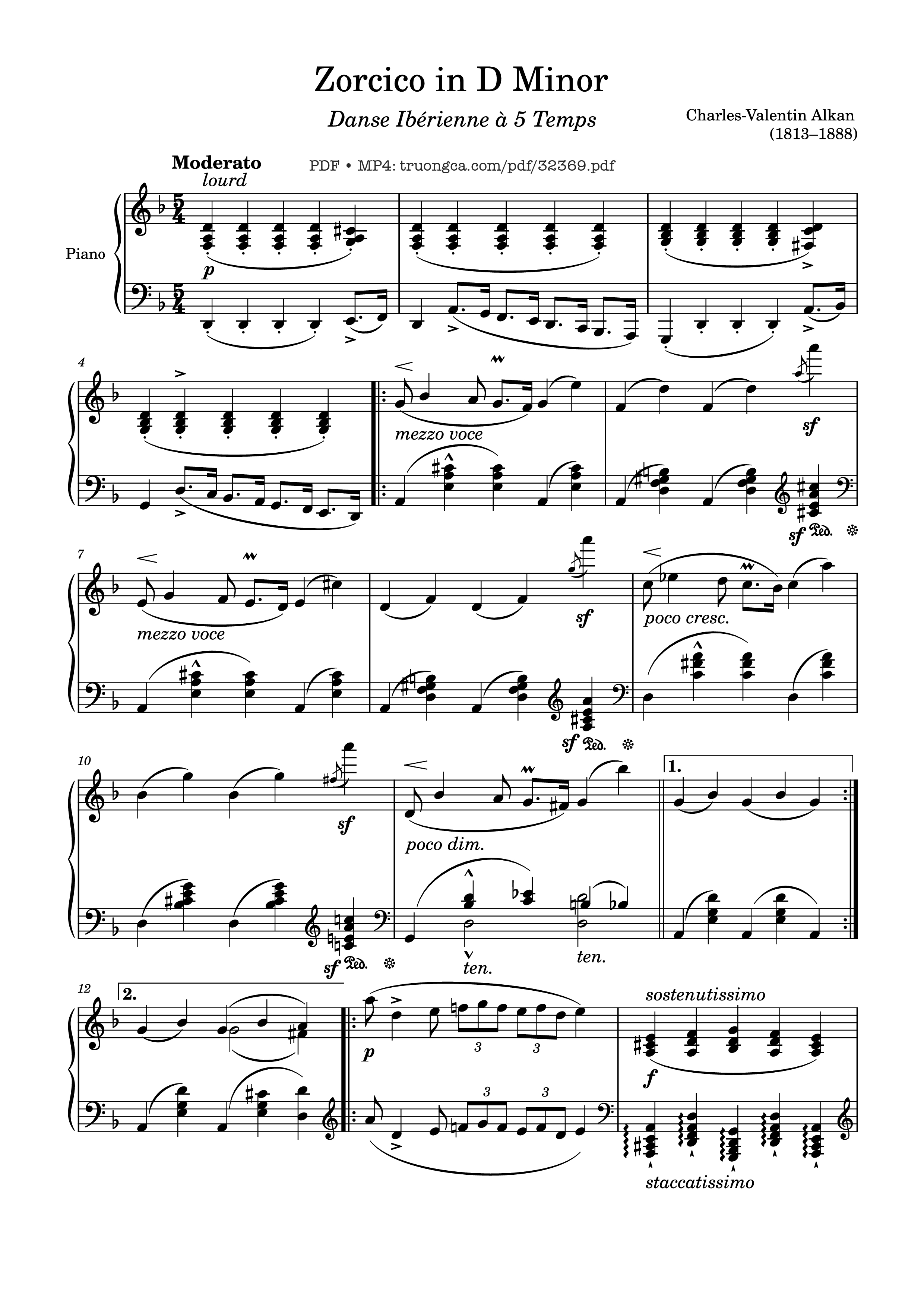 Sheet PDF of Zorcico in D Minor Piano