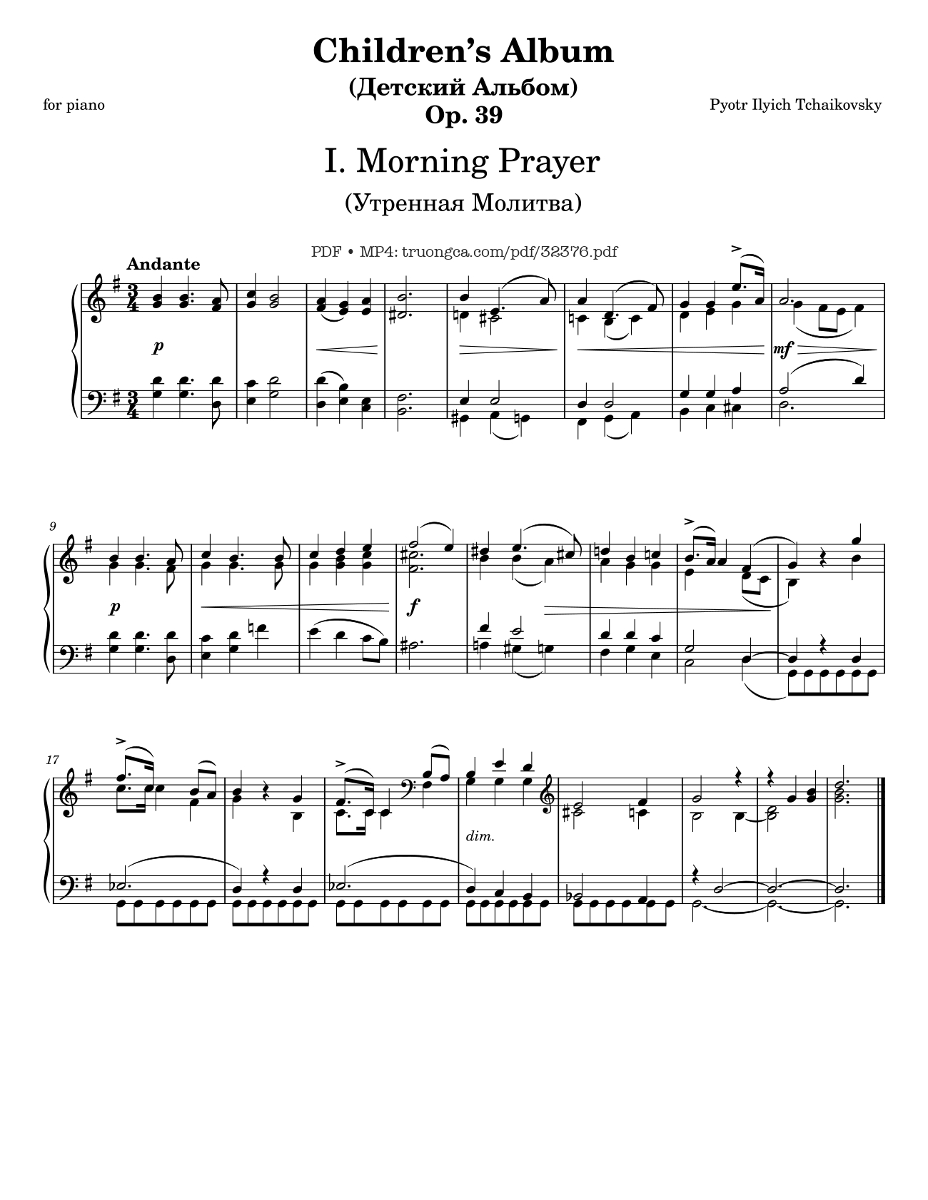 Sheet PDF of Children's Album, Tchaikovsky Op. 39 (24 pieces)