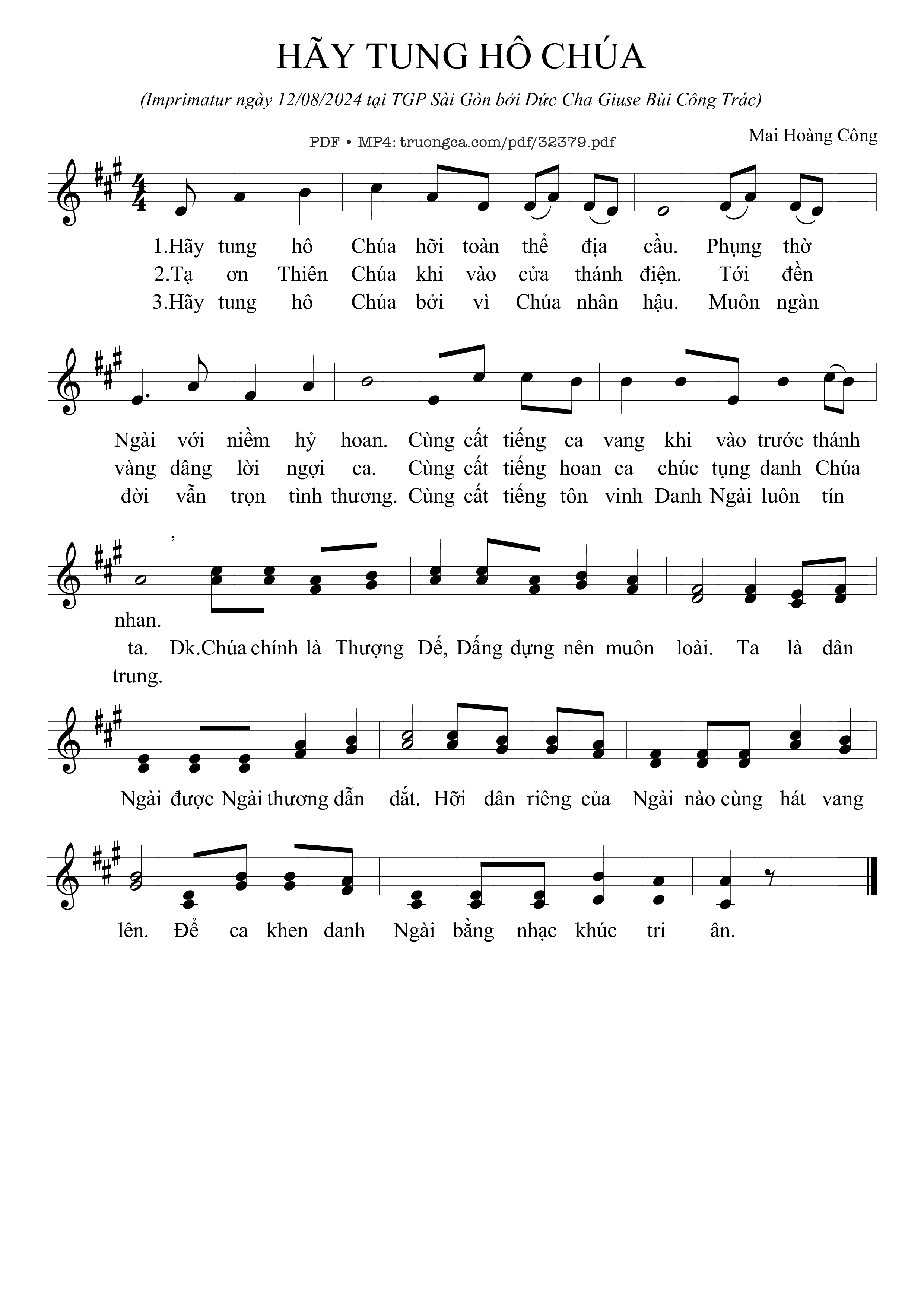 Sheet PDF of Hãy Tung Hô Chúa