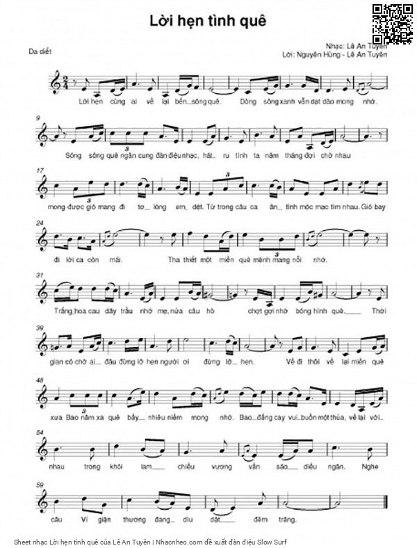 Page 1 of Sheet music PDF Lời hẹn tình quê - Lê An Tuyên