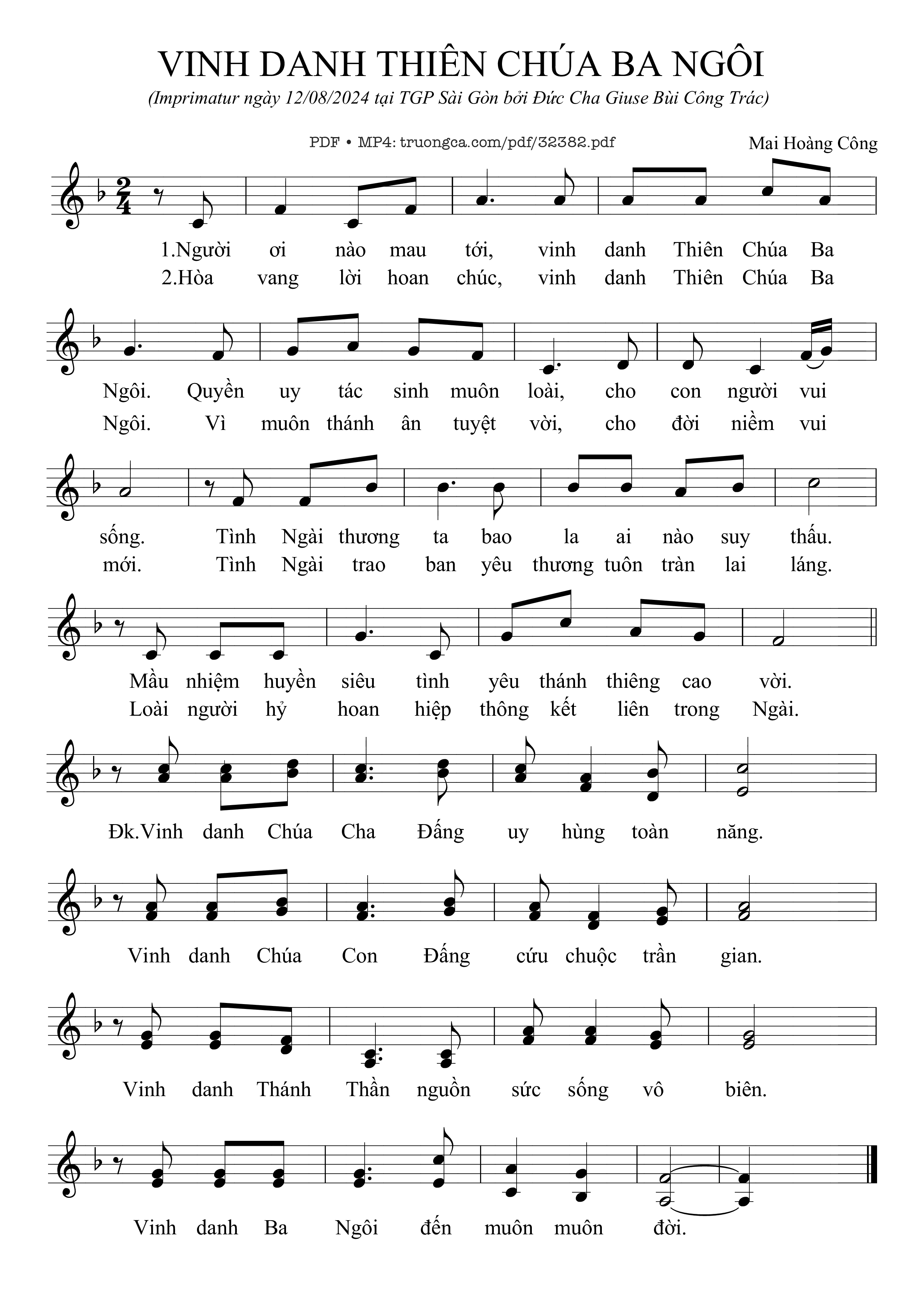 Sheet PDF of Vinh Danh Thiên Chúa Ba Ngôi