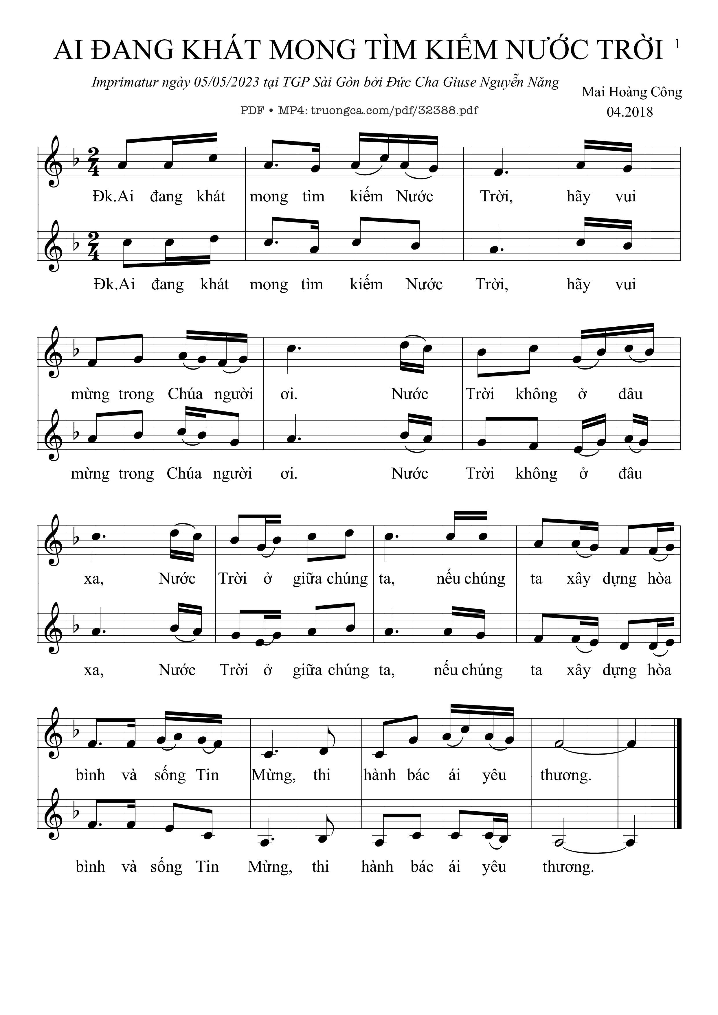 Sheet PDF of Ai Đang Khát Mong Tìm Kiếm Nước Trời
