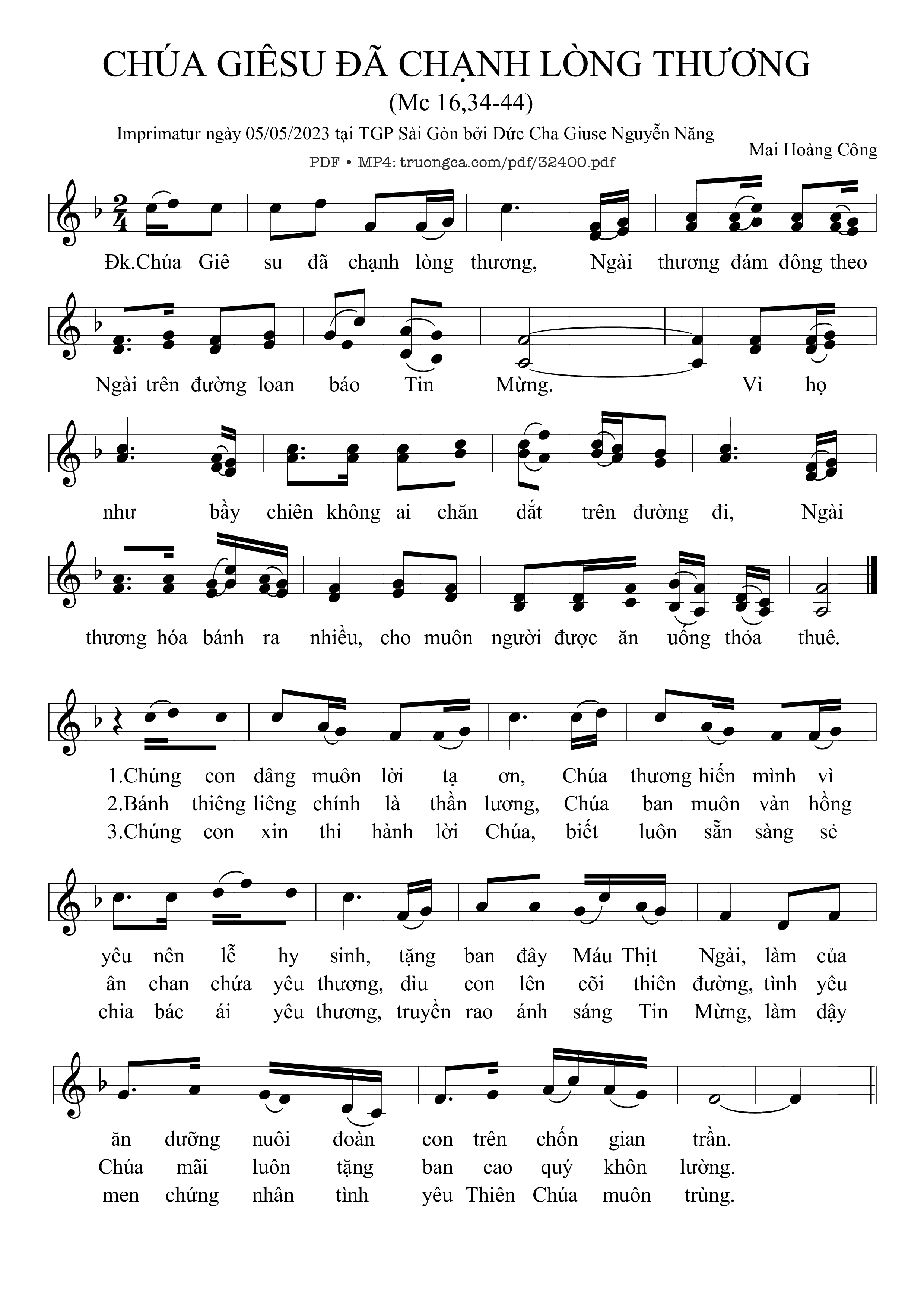 Sheet PDF of Chúa Giêsu Đã Chạnh Lòng Thương