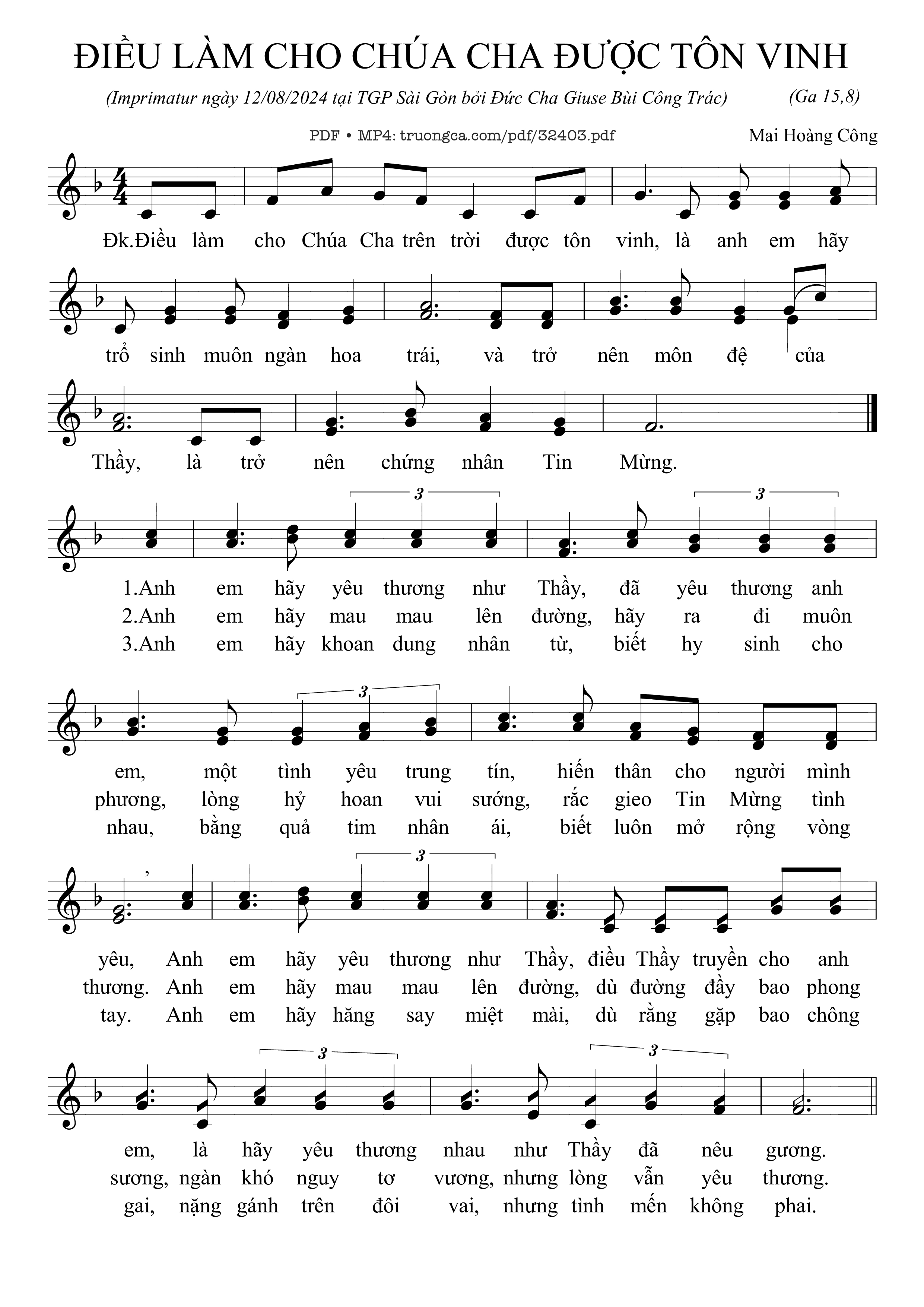 Sheet PDF of Điều Làm Cho Chúa Chúa Trên Trờiđược Tôn Vinh