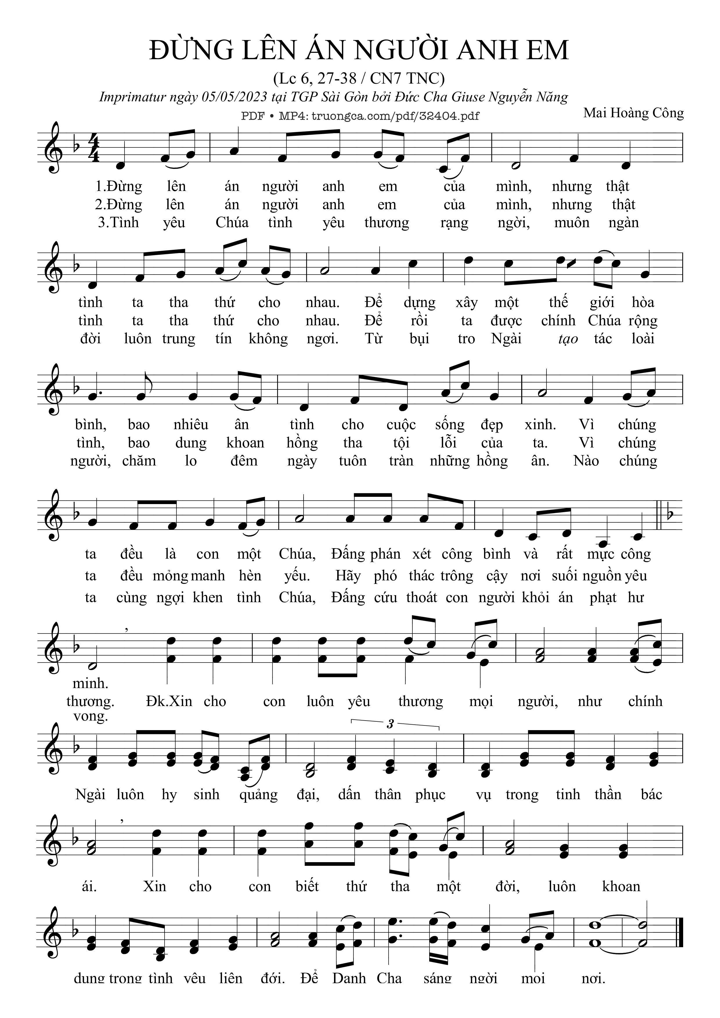 Sheet PDF of Đừng Lên Án Người Anh Em