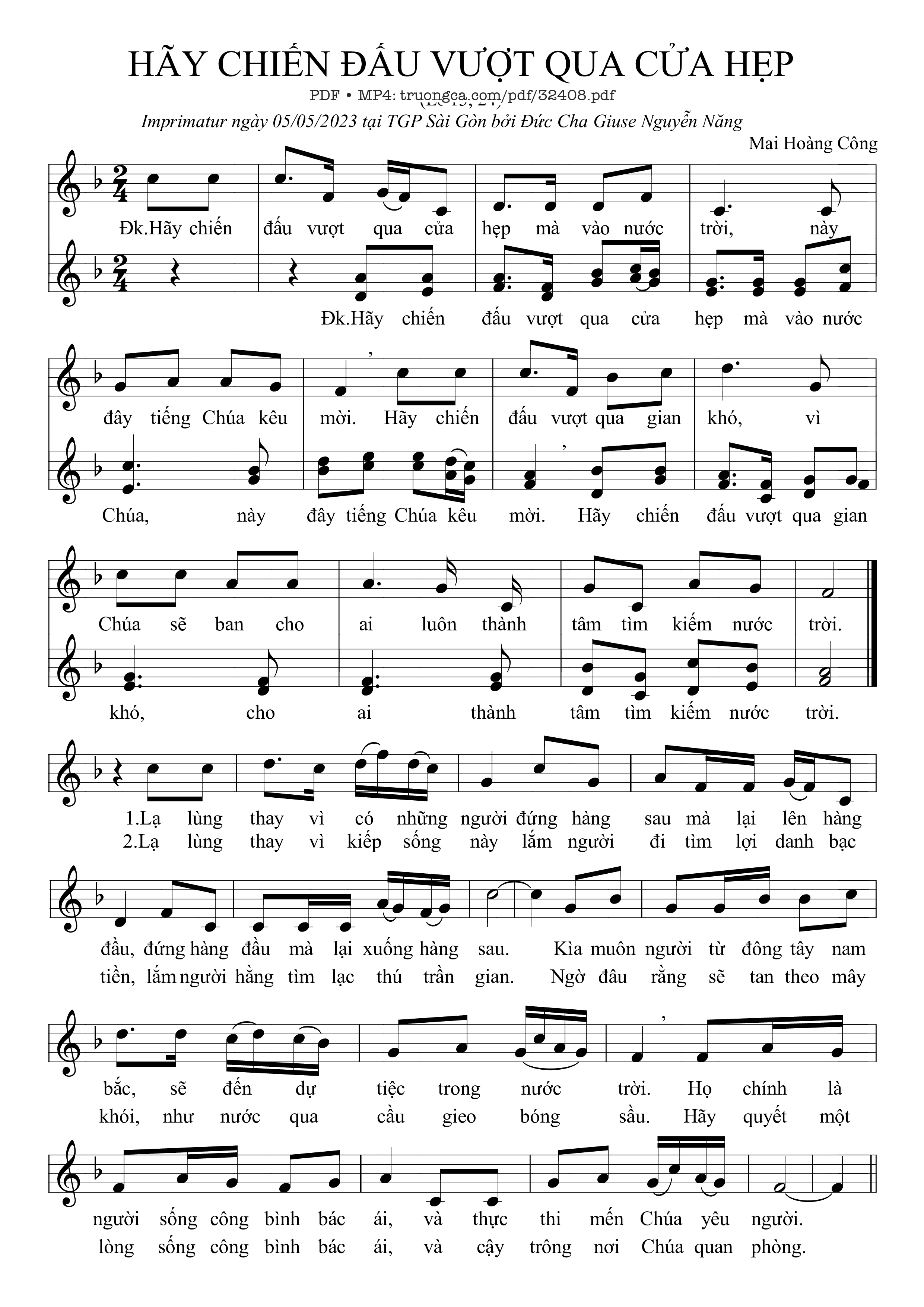 Sheet PDF of Hãy Chiến Đấu Vượt Qua Cửa Hẹp