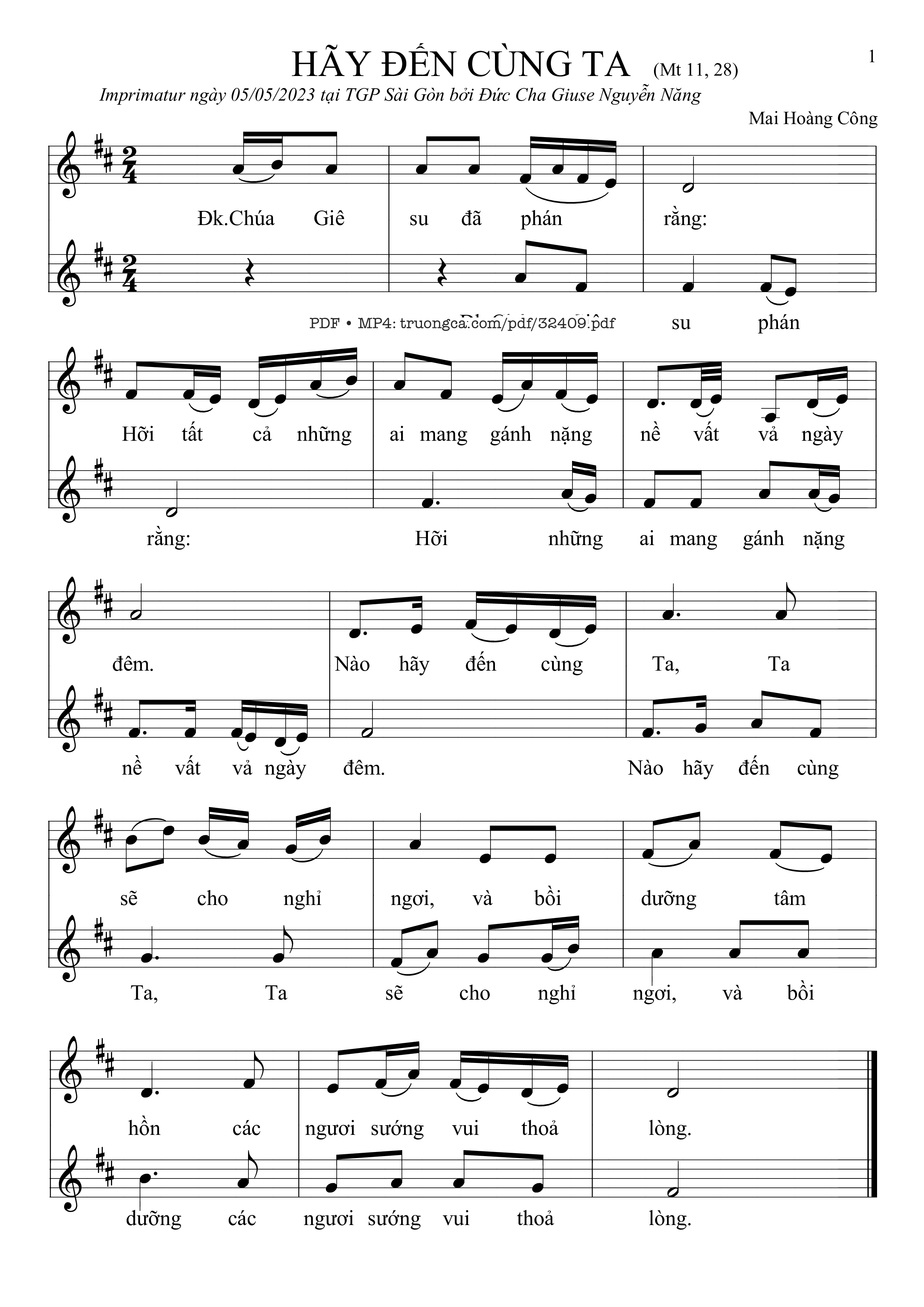 Page 1 of Sheet music PDF Hãy Đến Cùng Ta - Mai Hoàng Công