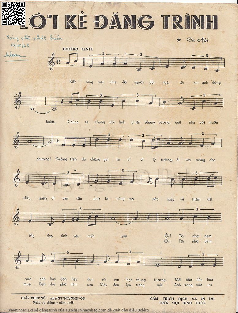 Page 2 of Sheet music PDF Lời kẻ đăng trình - Tú Nhi
