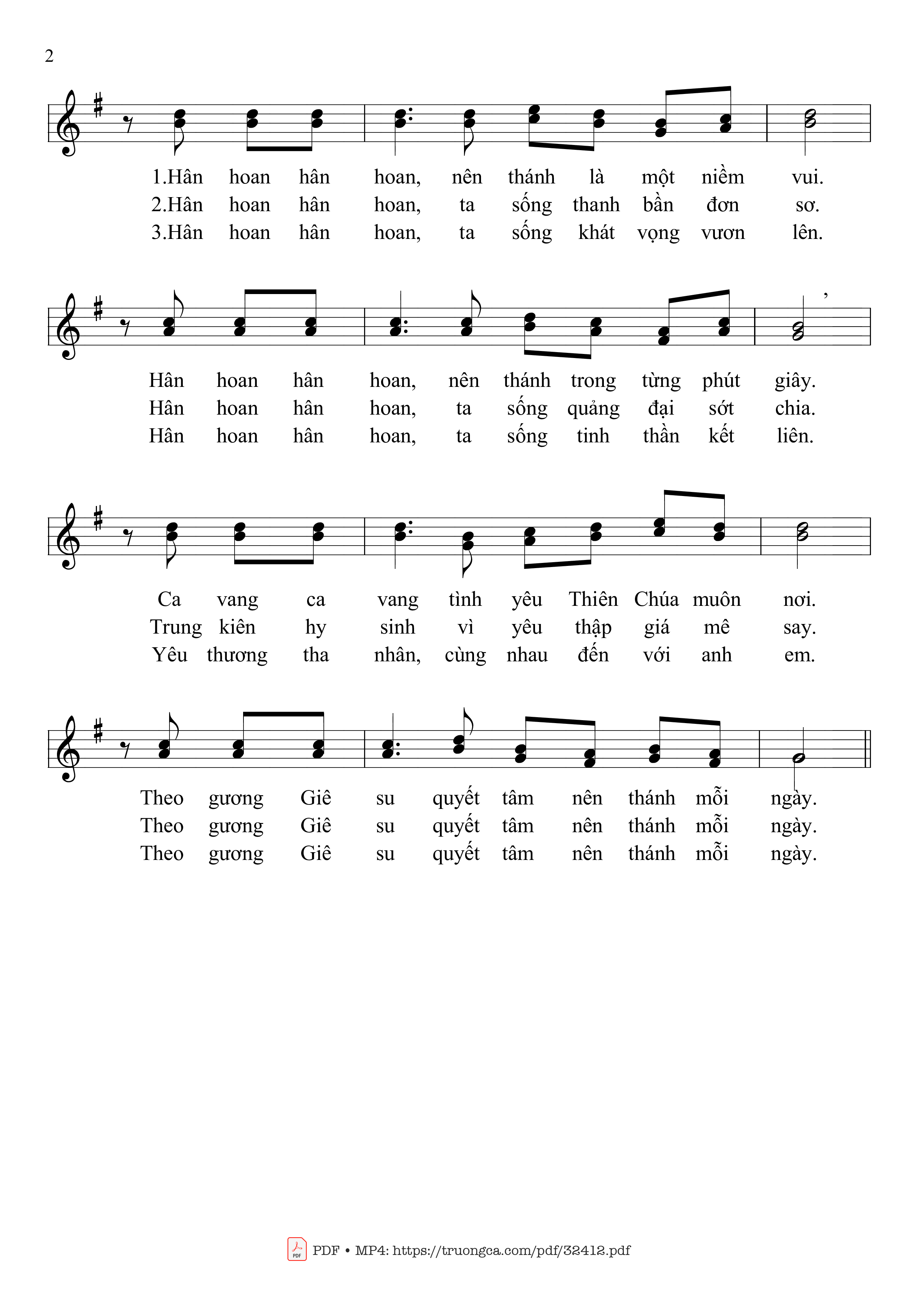 Page 2 of Sheet music PDF Hãy Vui Mừng Hân Hoan - Mai Hoàng Công