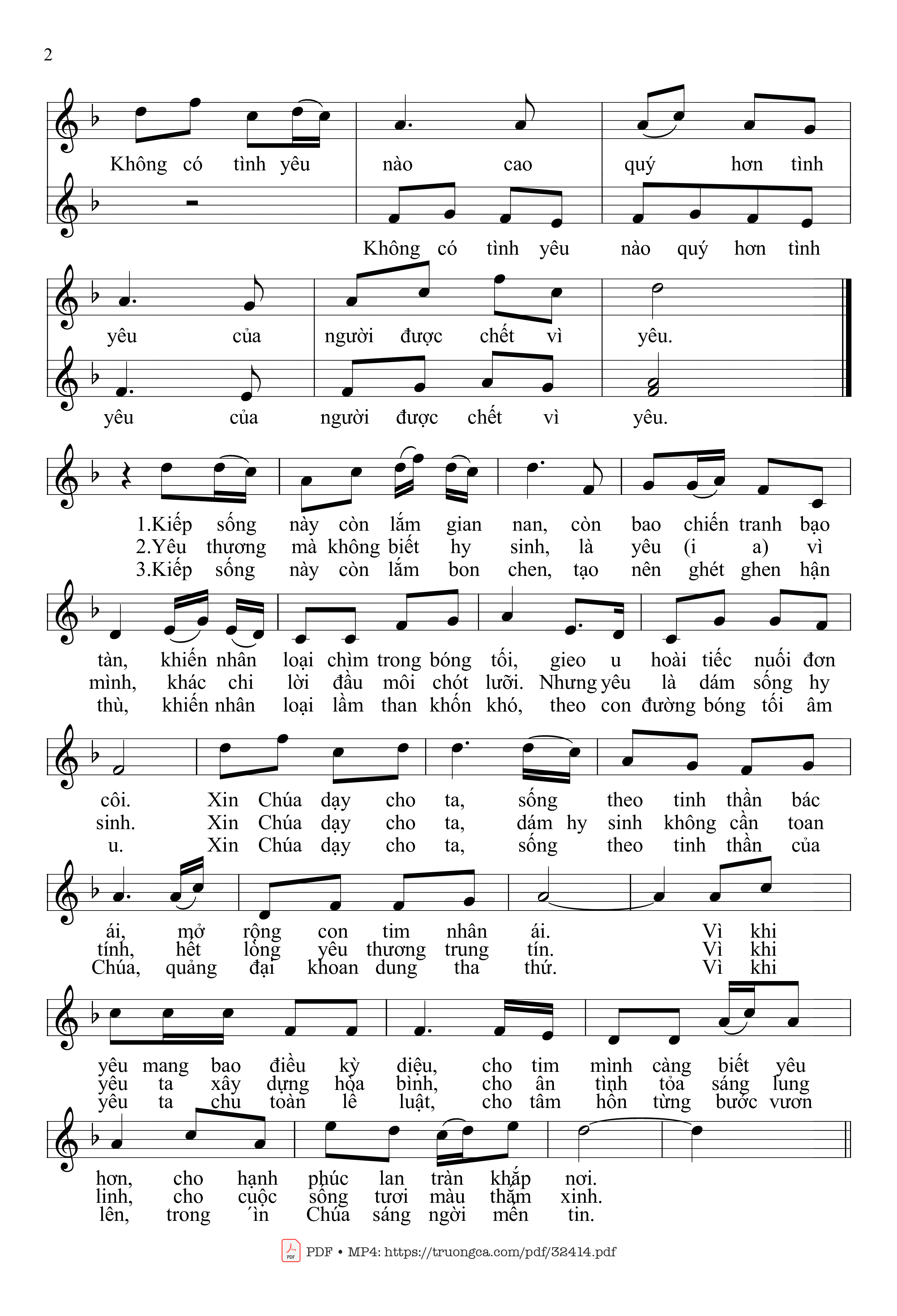Page 2 of Sheet music PDF Hãy Yêu Mến Thiên Chúa - Mai Hoàng Công