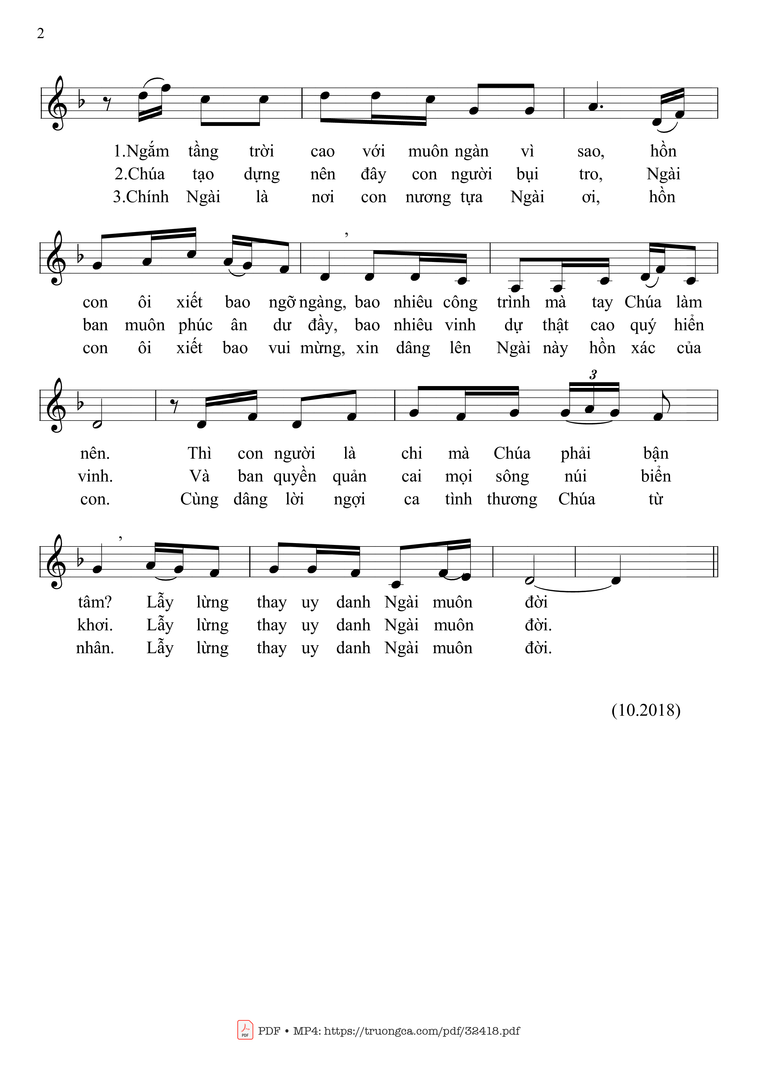 Page 2 of Sheet music PDF Thánh Vịnh 8, Lạy Chúa, Lạ Lùng Thay - Mai Hoàng Công