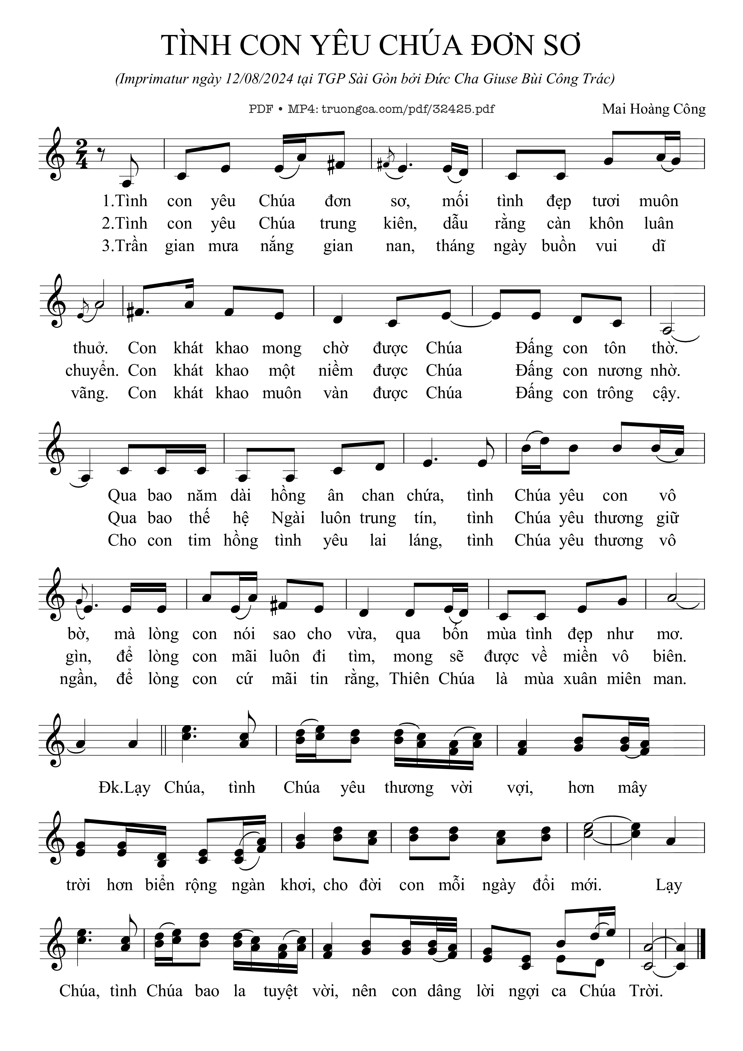 Sheet PDF of Tình Con Yêu Chúa Đơn Sơ