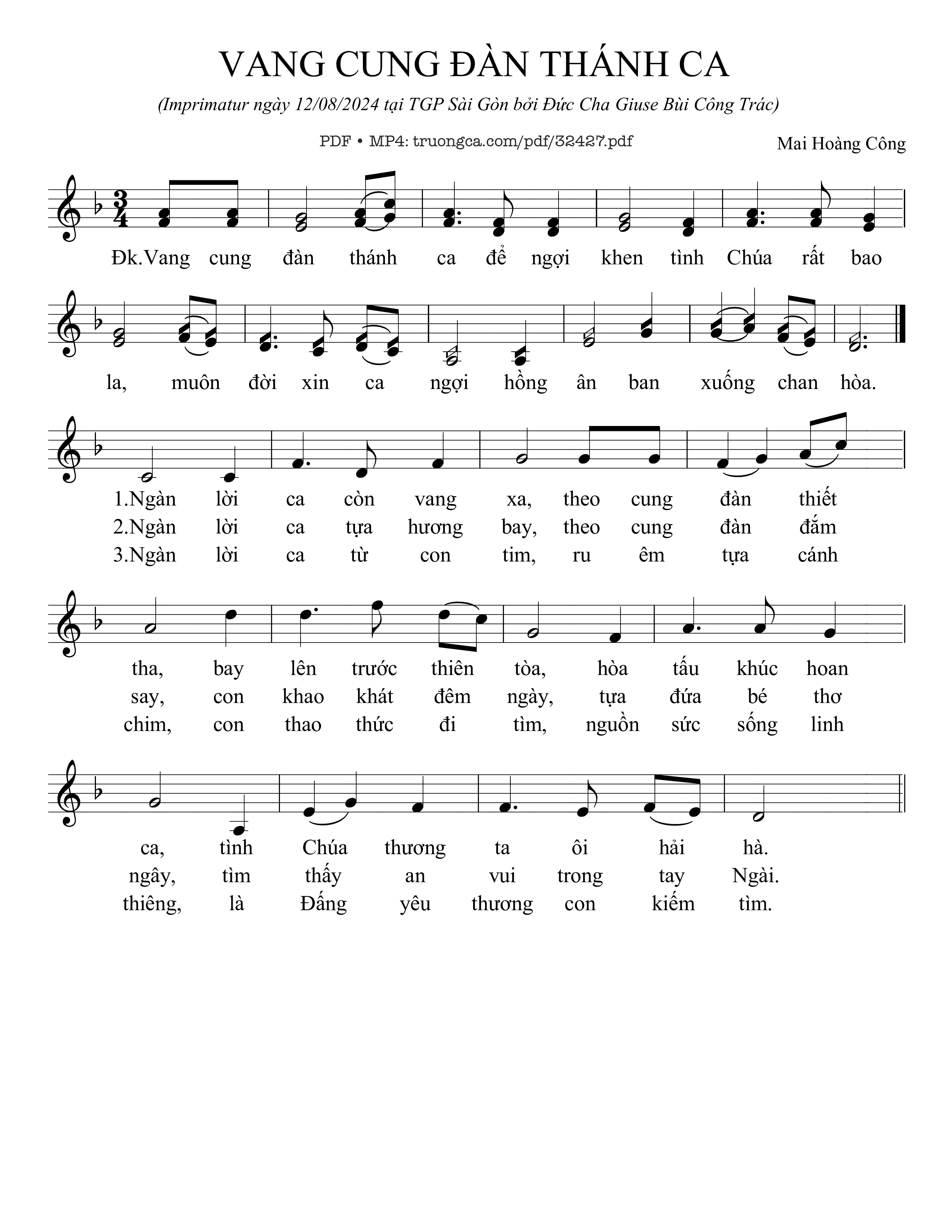Sheet PDF of Vang Cung Đàn Thánh Ca
