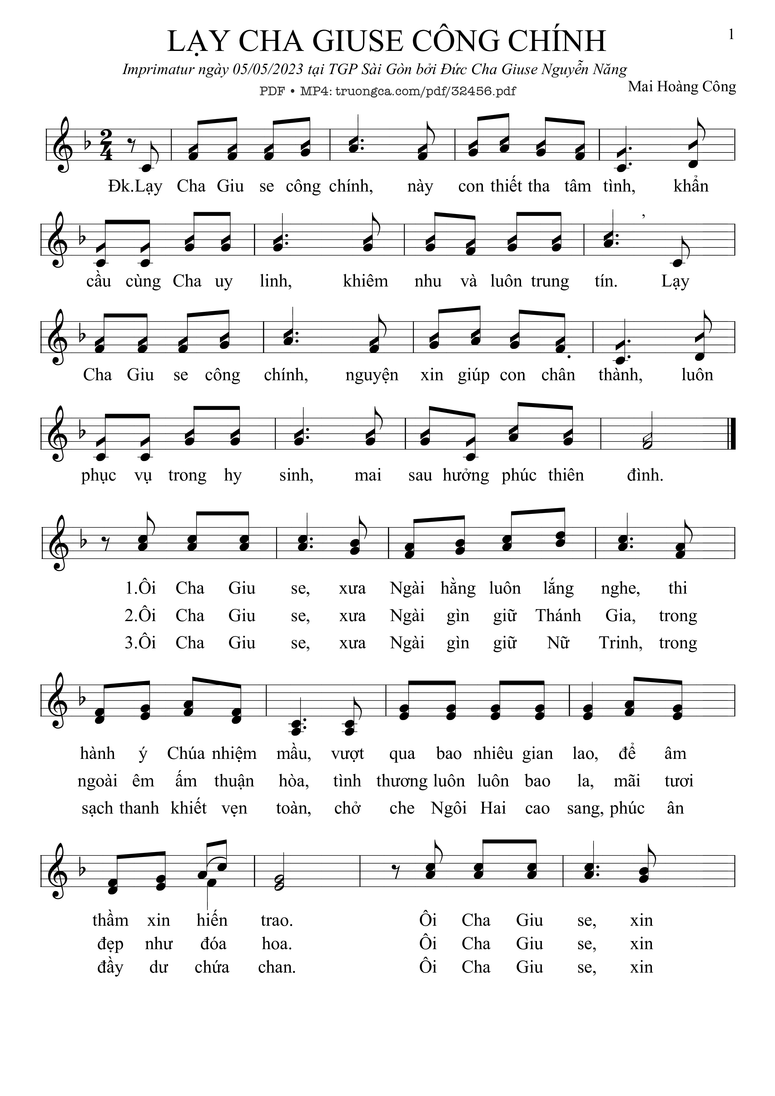 Sheet PDF of Lạy Chúa Giuse Công Chính