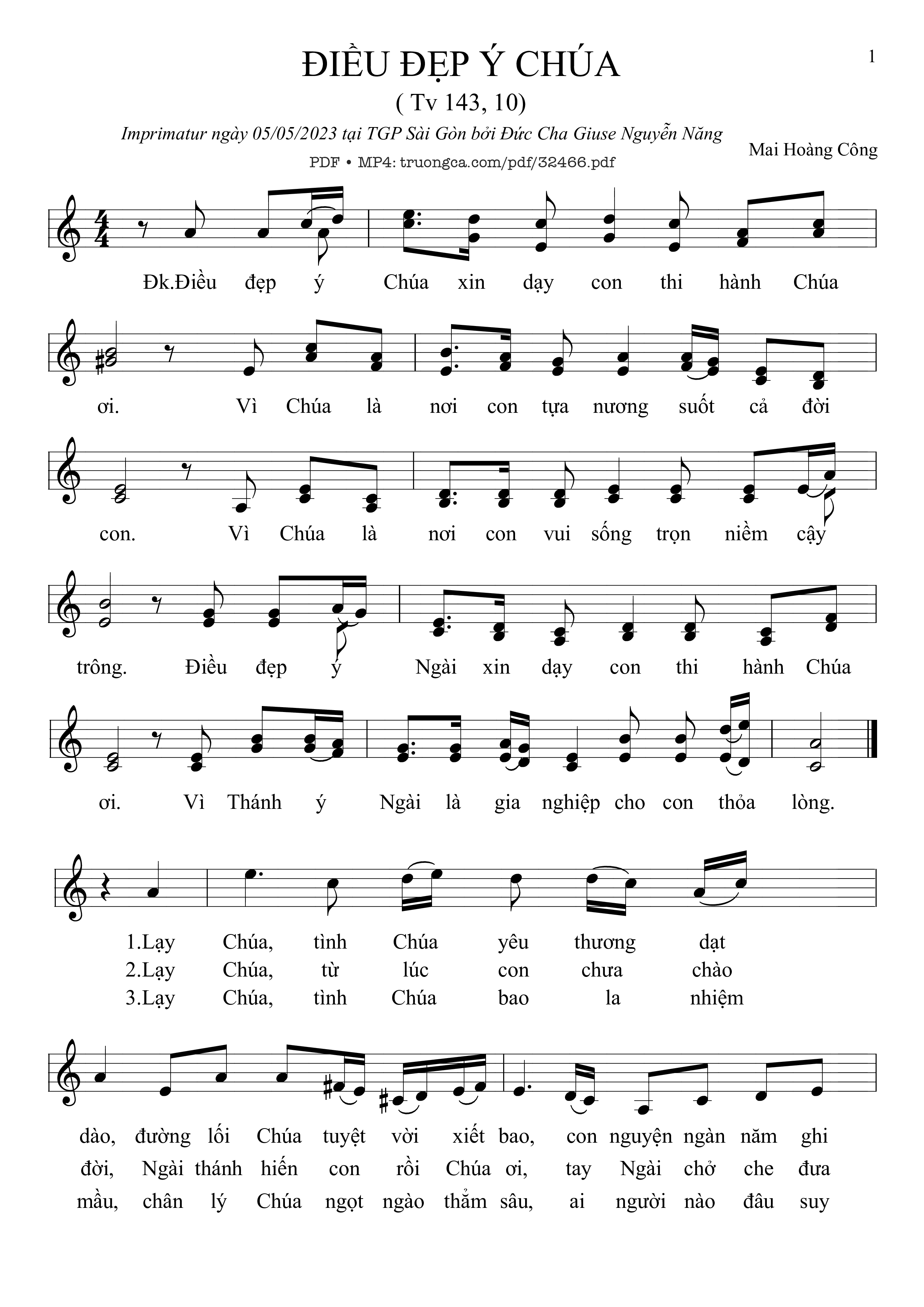 Sheet PDF of Thánh Vịnh 143, Điều Đẹp Ý Chúa