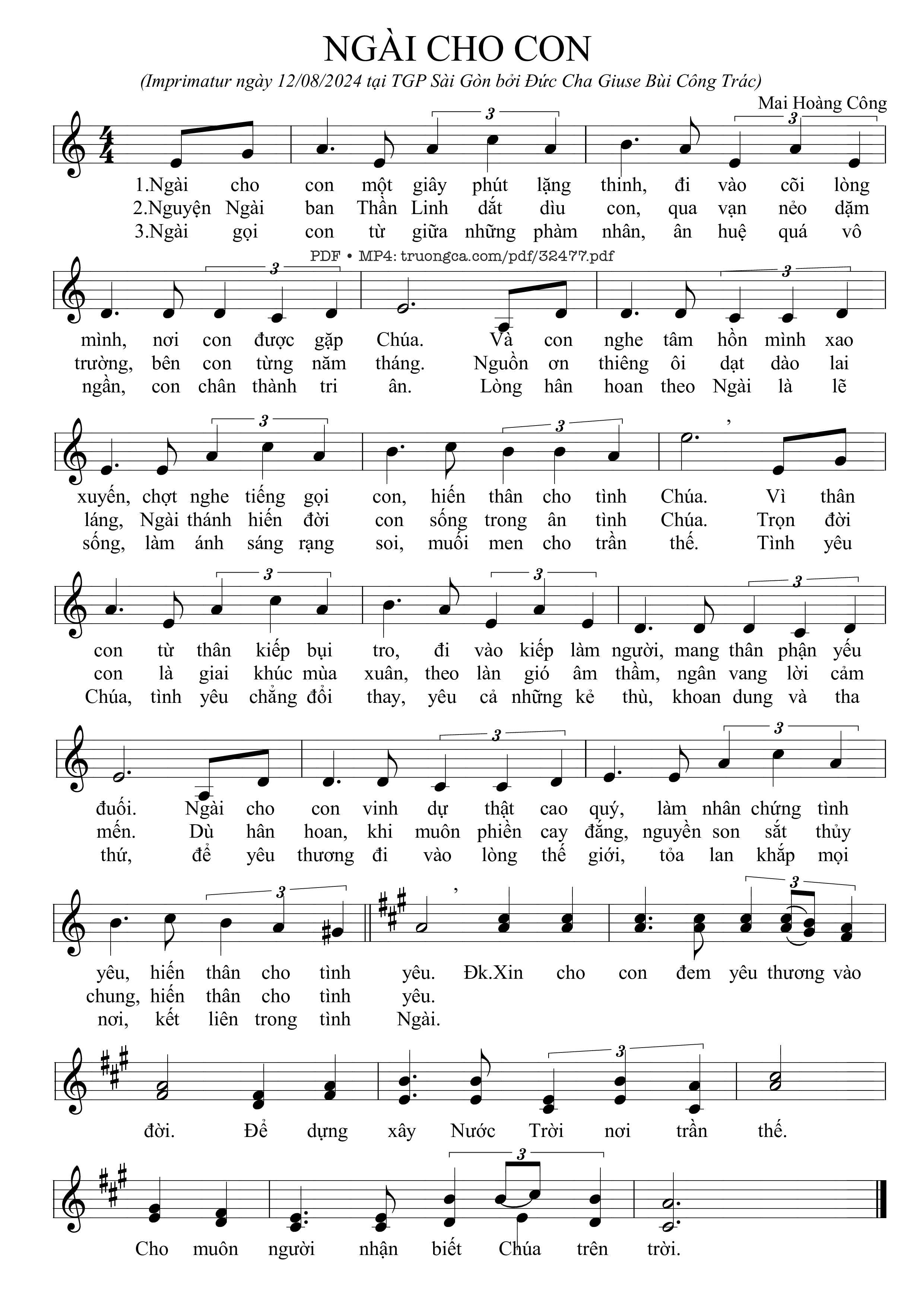 Page 1 of Sheet music PDF Ngài Cho Con - Mai Hoàng Công