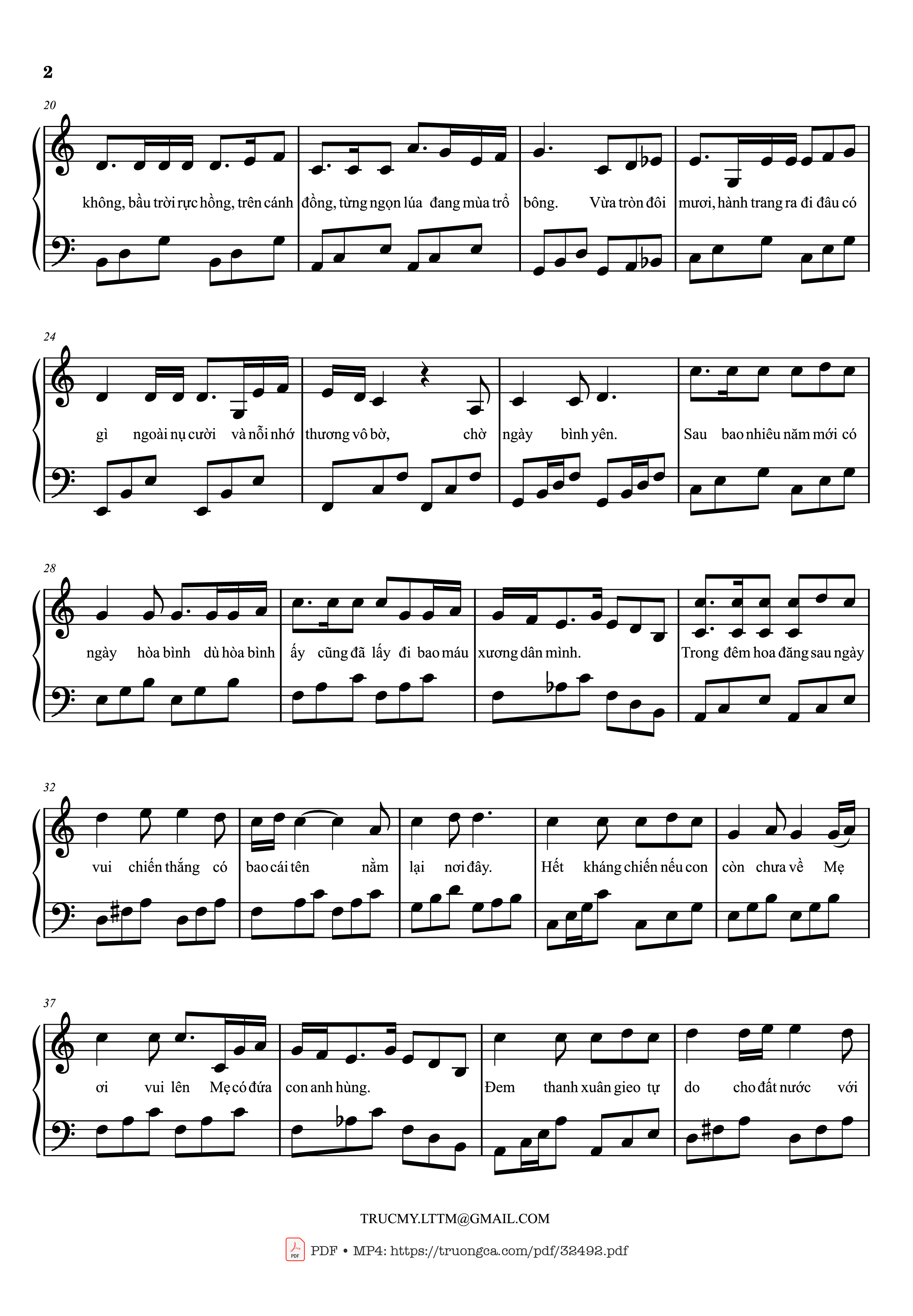 Page 2 of Sheet music PDF Còn gì đẹp hơn Piano - Mưa đỏ OST