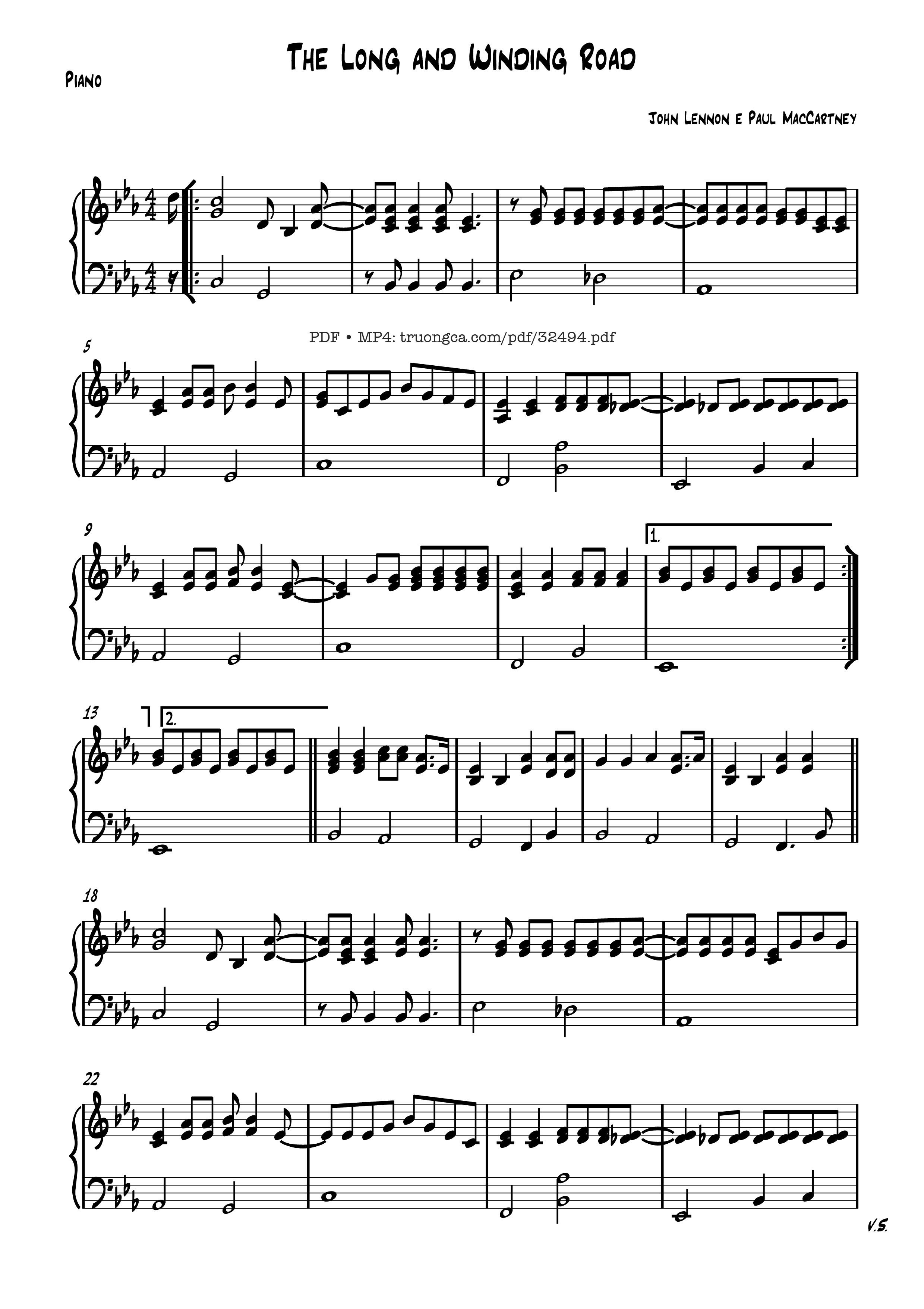 Sheet PDF of The Long And Winding Road Piano
