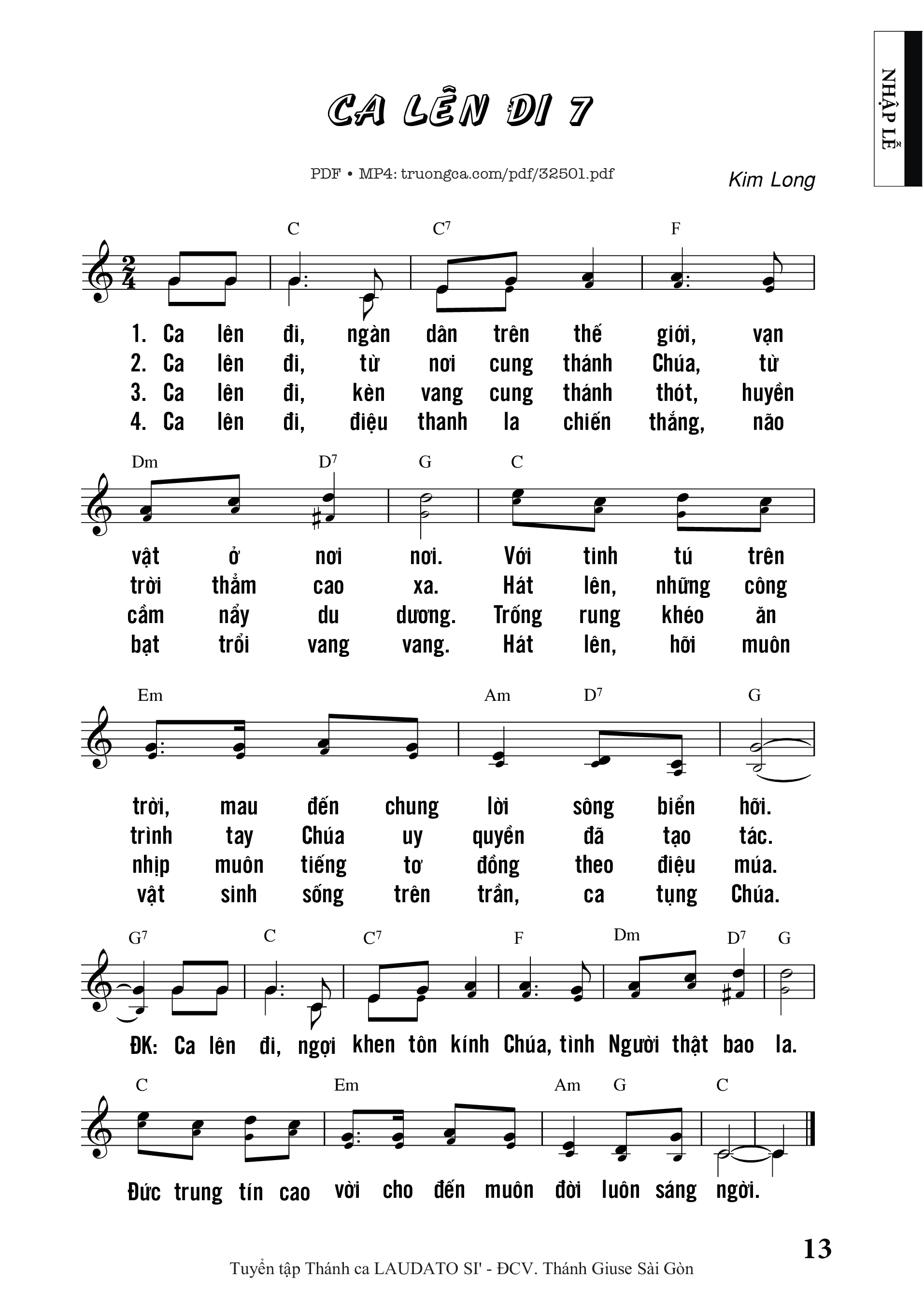 Page 1 of Sheet music PDF Ca Lên Đi 7 - Kim Long