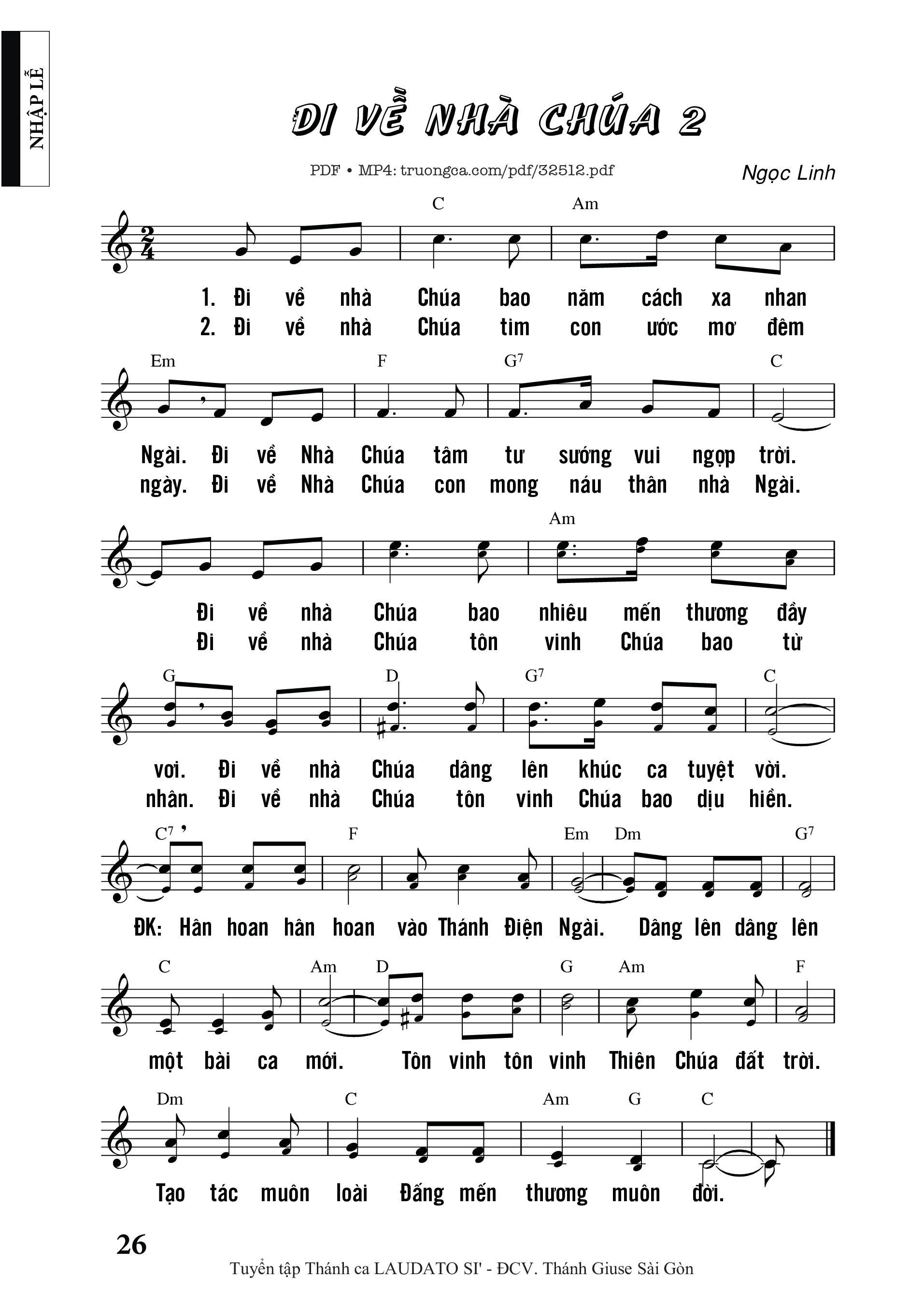 Page 1 of Sheet music PDF Đi Về Nhà Chúa 2 - Ngọc Linh