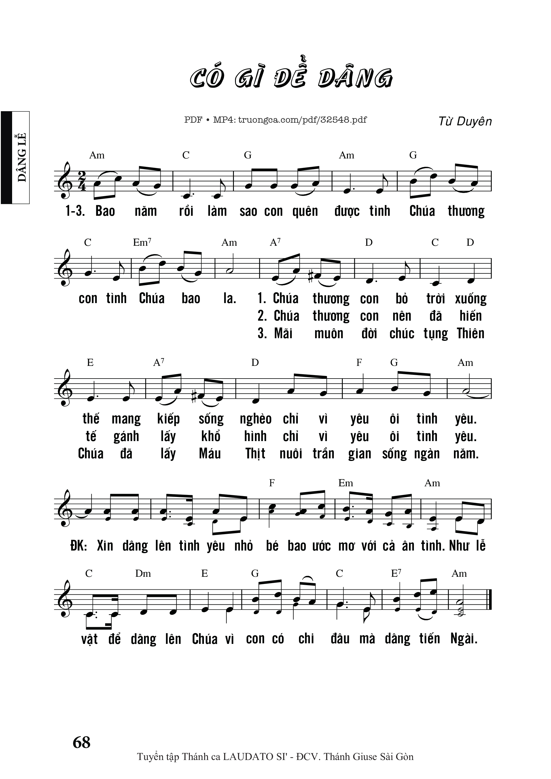 Page 1 of Sheet music PDF Có Gì Để Dâng - Từ Duyên