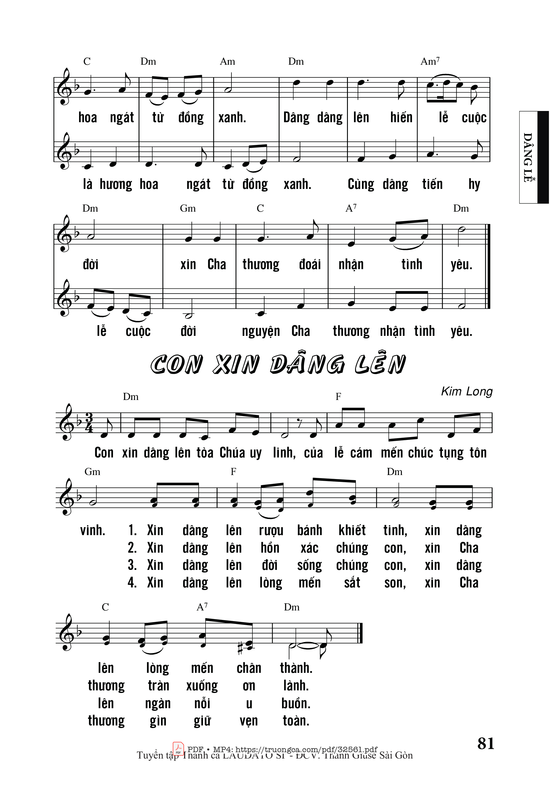 Page 2 of Sheet music PDF Dâng 4 - Thanh Lâm