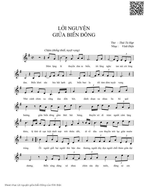 Sheet PDF of Lời nguyện giữa biển Đông