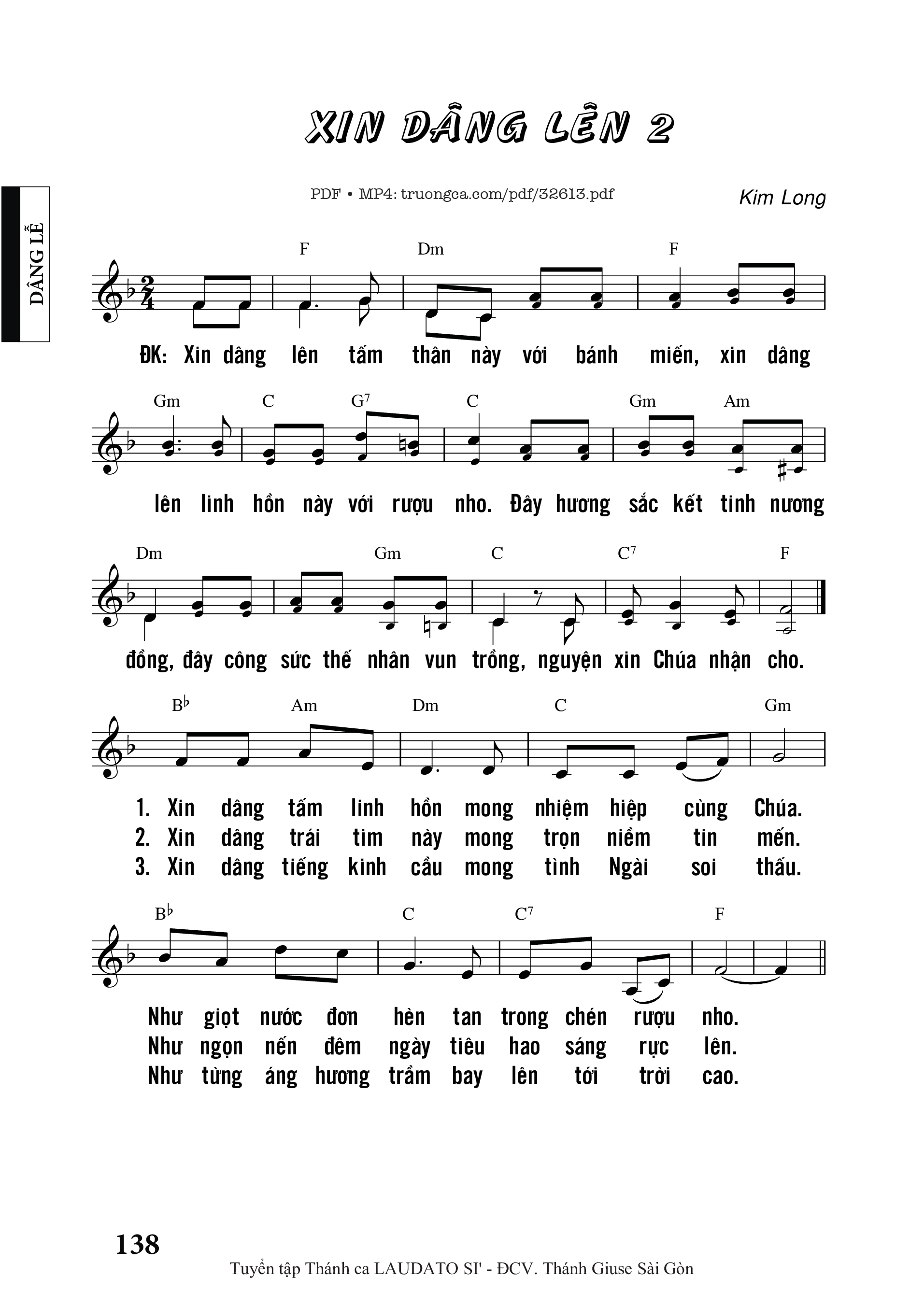 Sheet PDF of Xin Dâng Lên 2