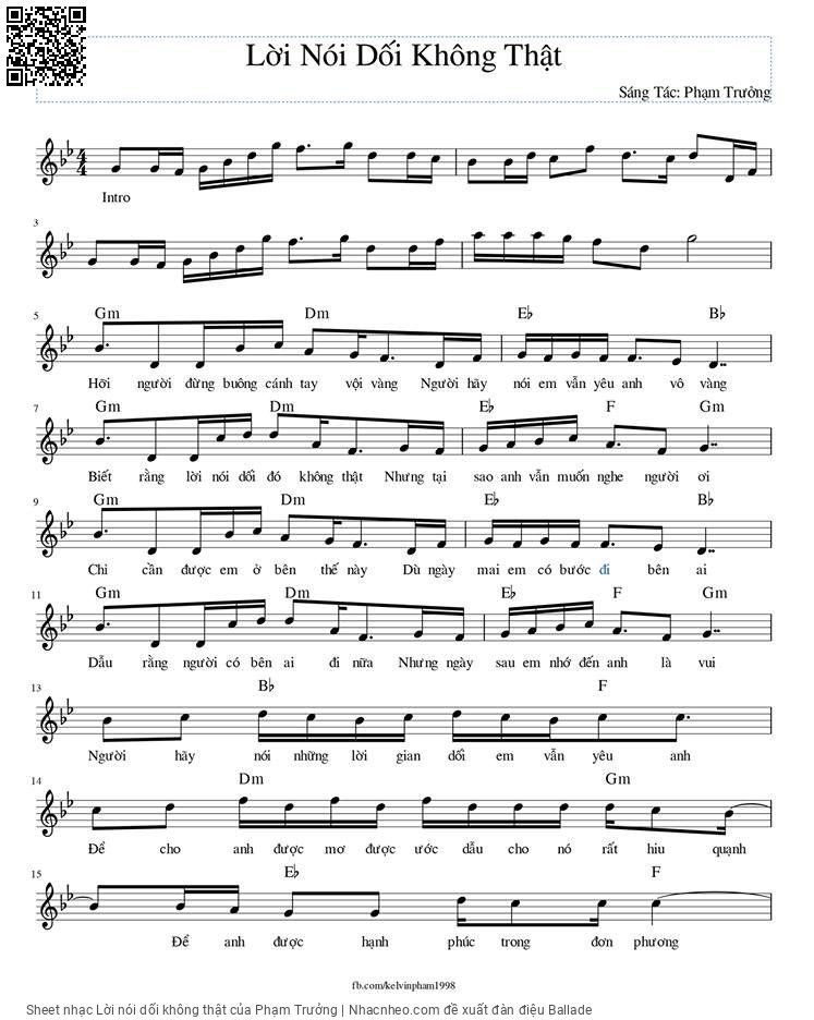 Sheet PDF of Lời nói dối không thật