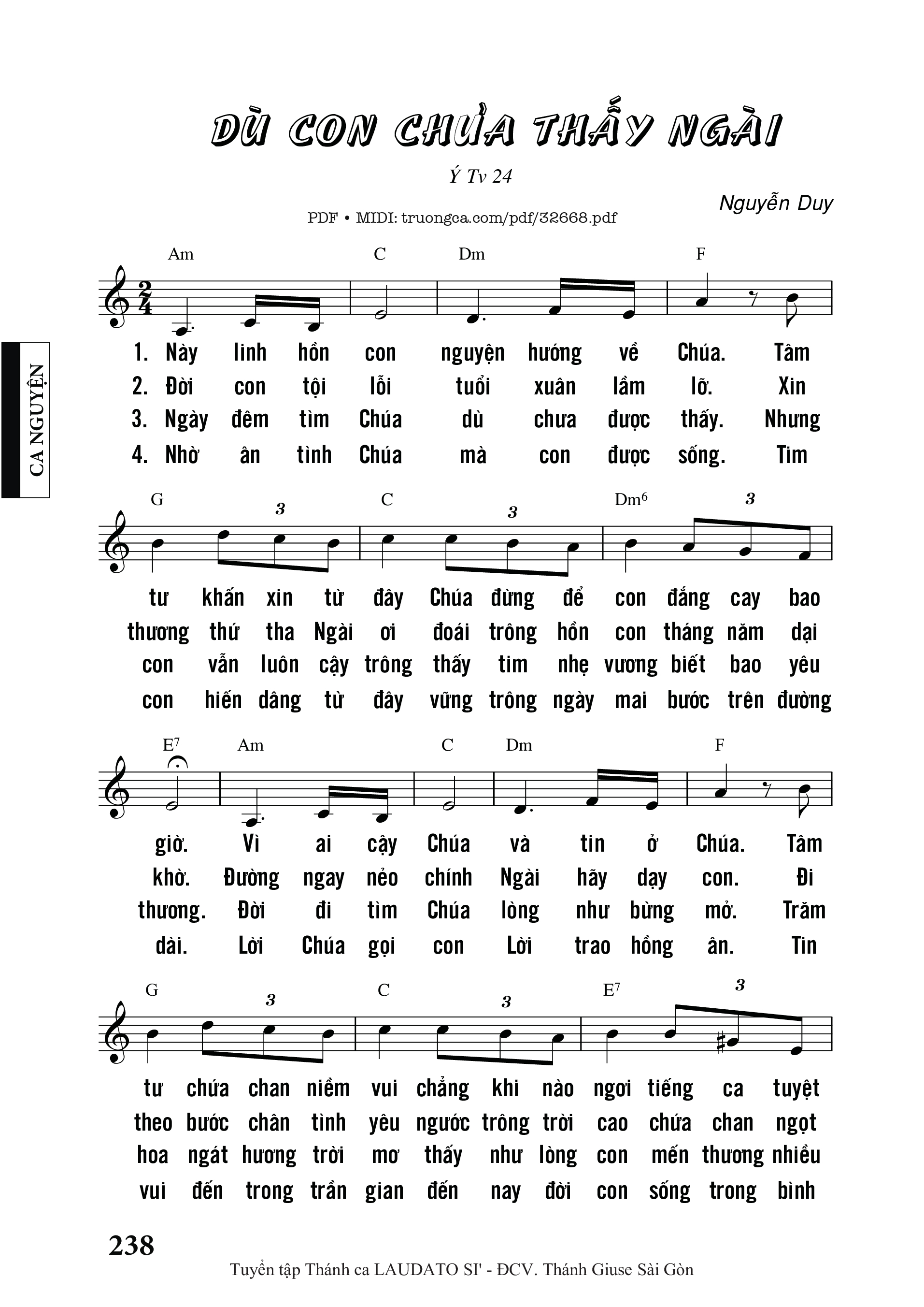 Sheet PDF of Dù Con Chưa Thấy Ngài