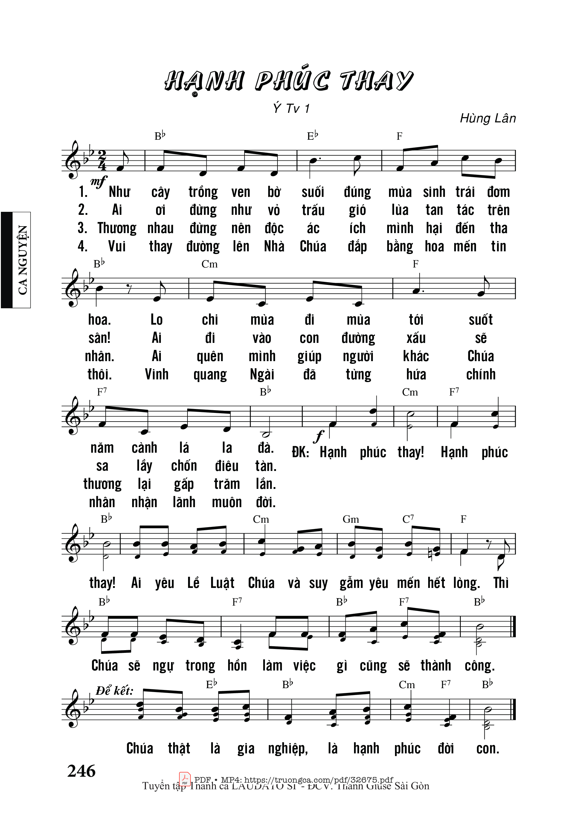 Page 1 of Sheet music PDF Hạnh Phúc Thay - Hùng Lân