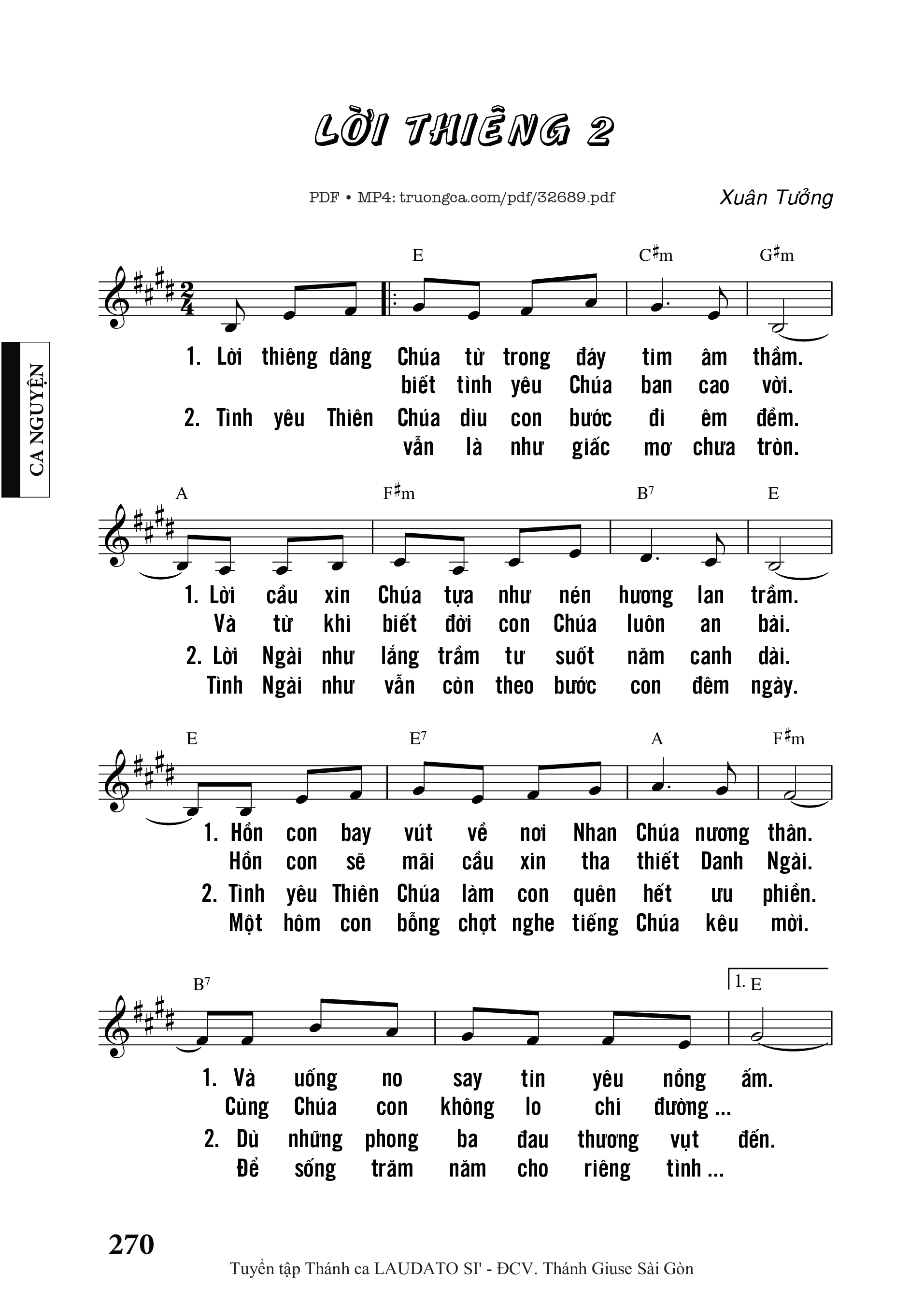 Sheet PDF of Lời Thiêng 2