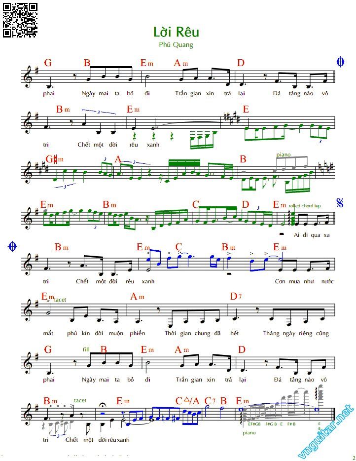 Page 2 of Sheet music PDF Lời rêu - Phú Quang