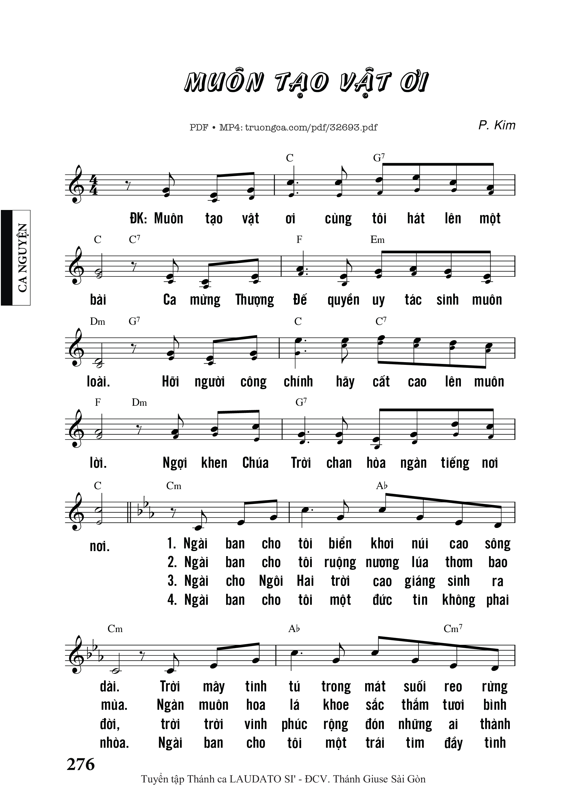 Sheet PDF of Muôn Tạo Vật Ơi