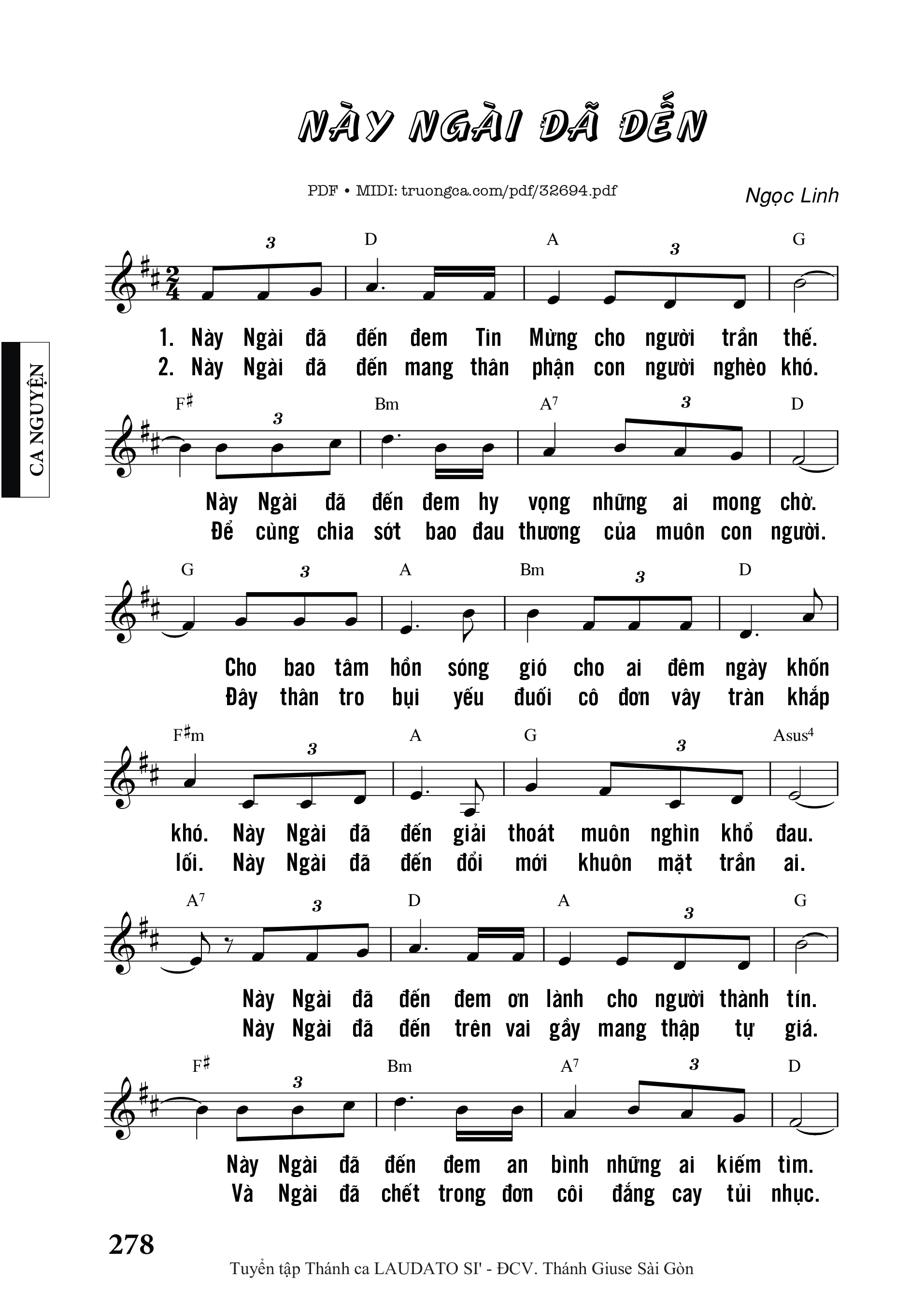 Sheet PDF of Này Ngài Đã Đến