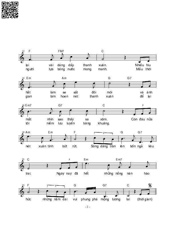 Page 2 of Sheet music PDF Bâng khuâng - Nguyên Bích