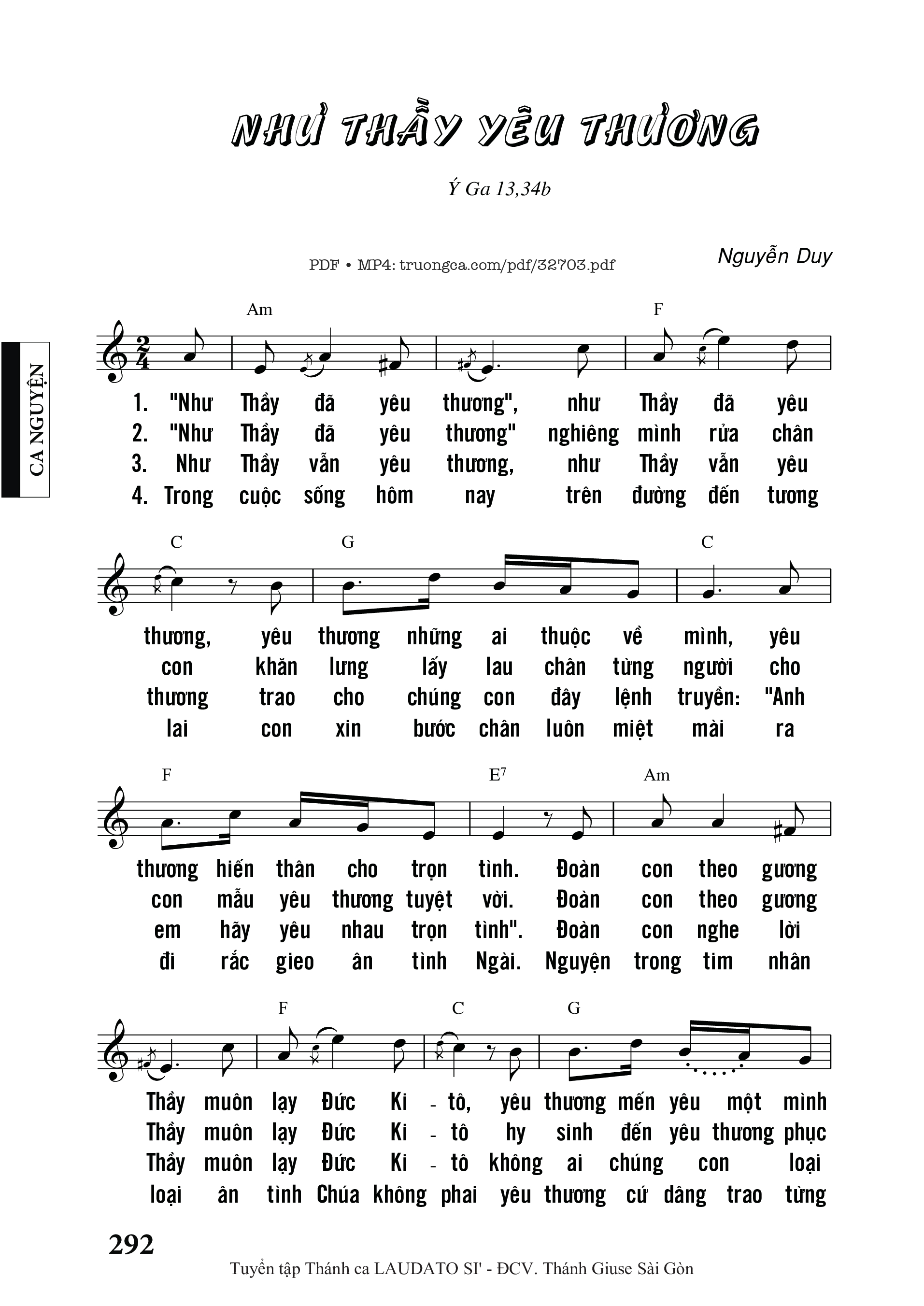 Sheet PDF of Như Thầy Yêu Thương