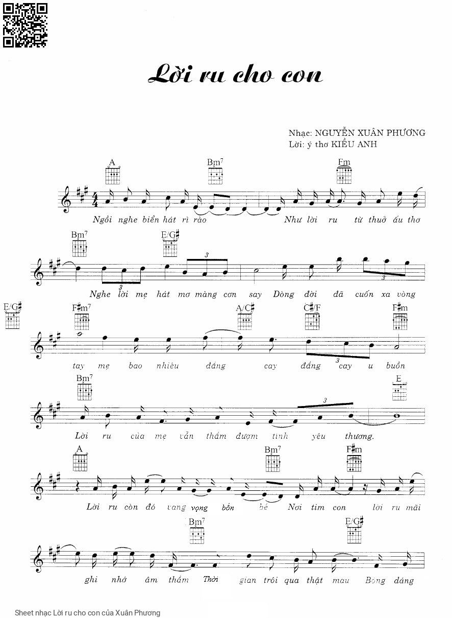 Page 1 of Sheet music PDF Lời ru cho con - Xuân Phương