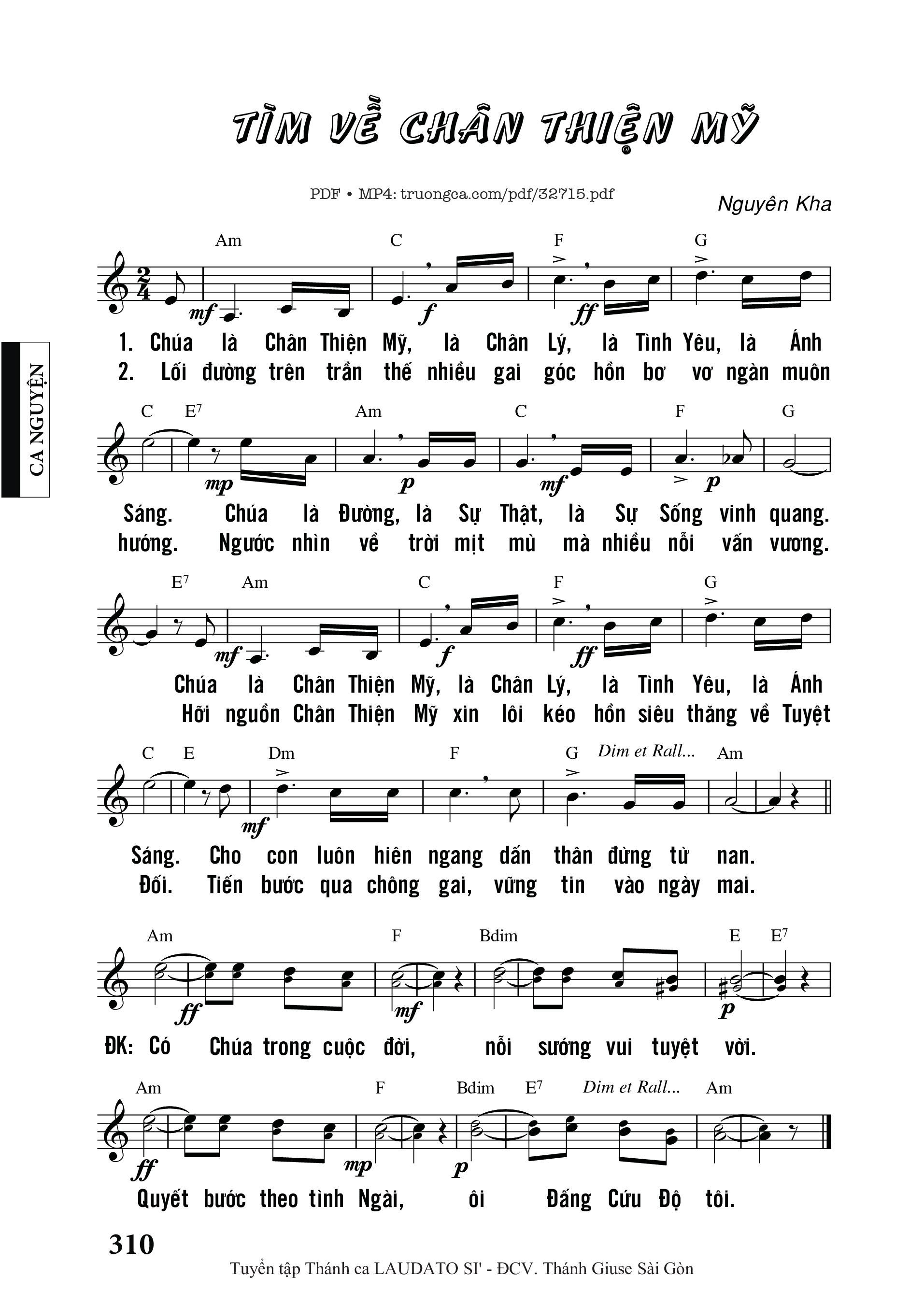 Sheet PDF of Tìm Về Chân Thiện Mỹ