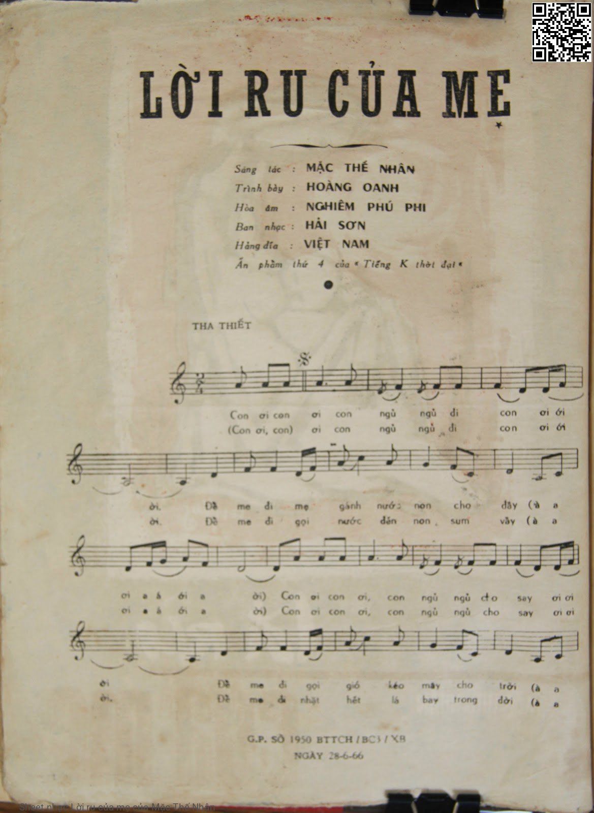 Page 2 of Sheet music PDF Lời ru của mẹ - Mặc Thế Nhân