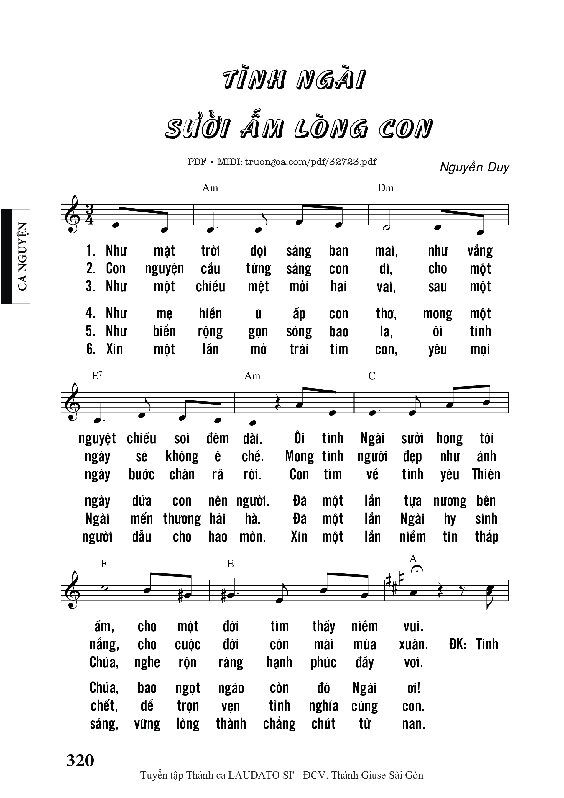 Sheet PDF of Tình Ngài Sưởi Ấm Lòng Con