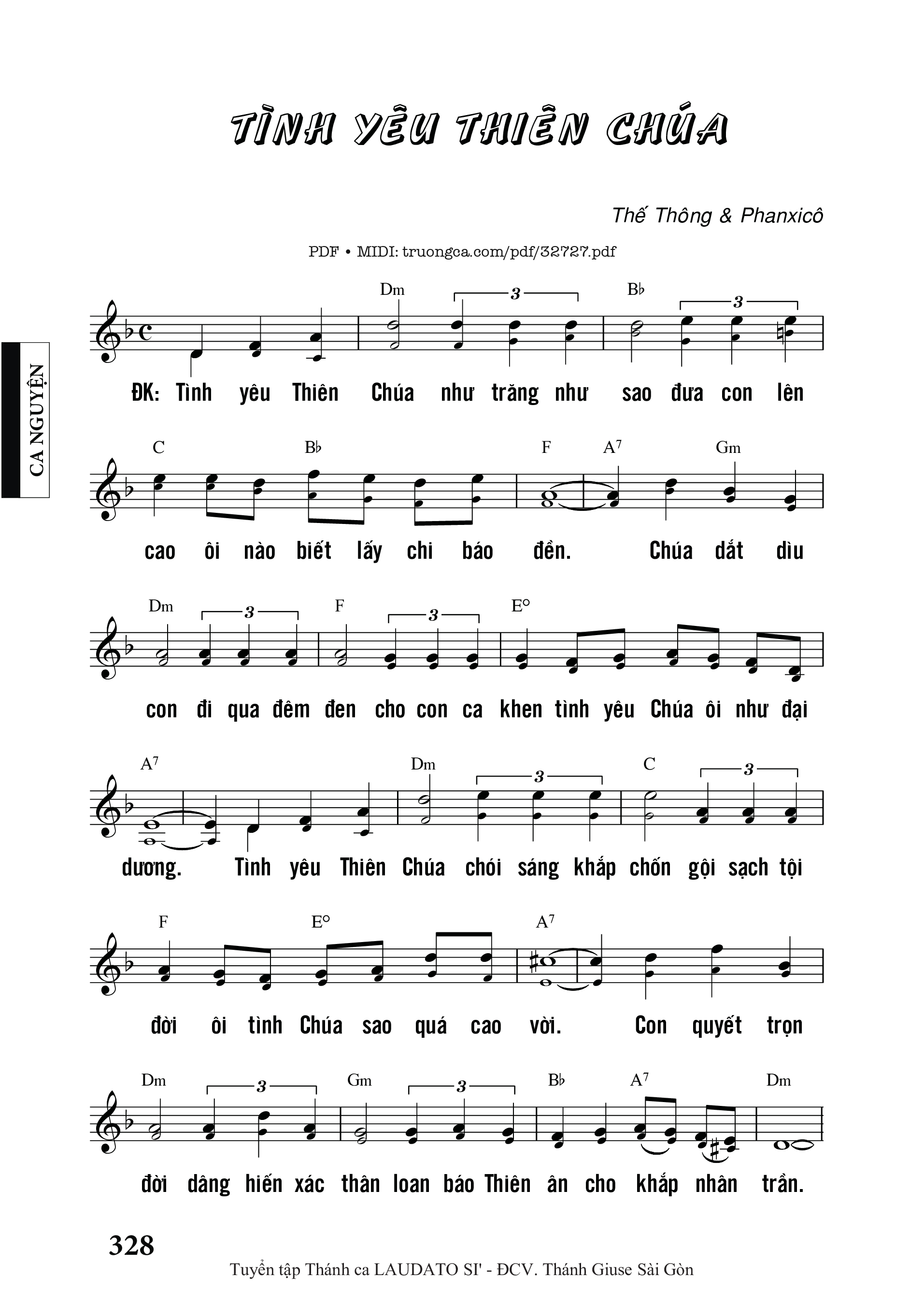 Sheet PDF of Tình Yêu Thiên Chúa