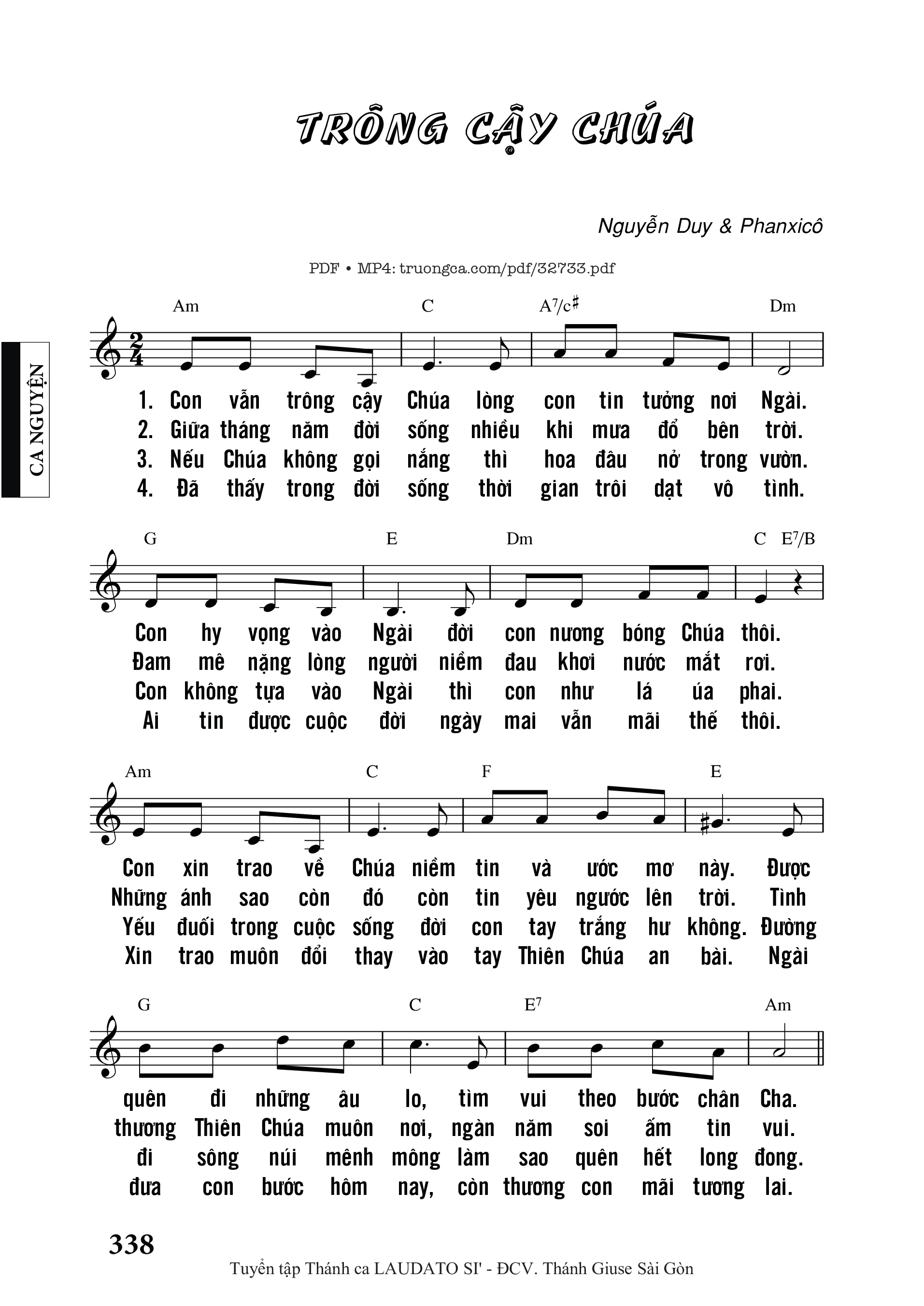 Sheet PDF of Trông Cậy Chúa