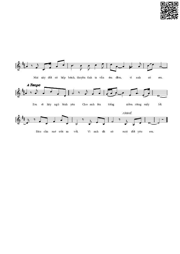 Page 2 of Sheet music PDF Lời ru nồng nàn - Lê Vân Tú