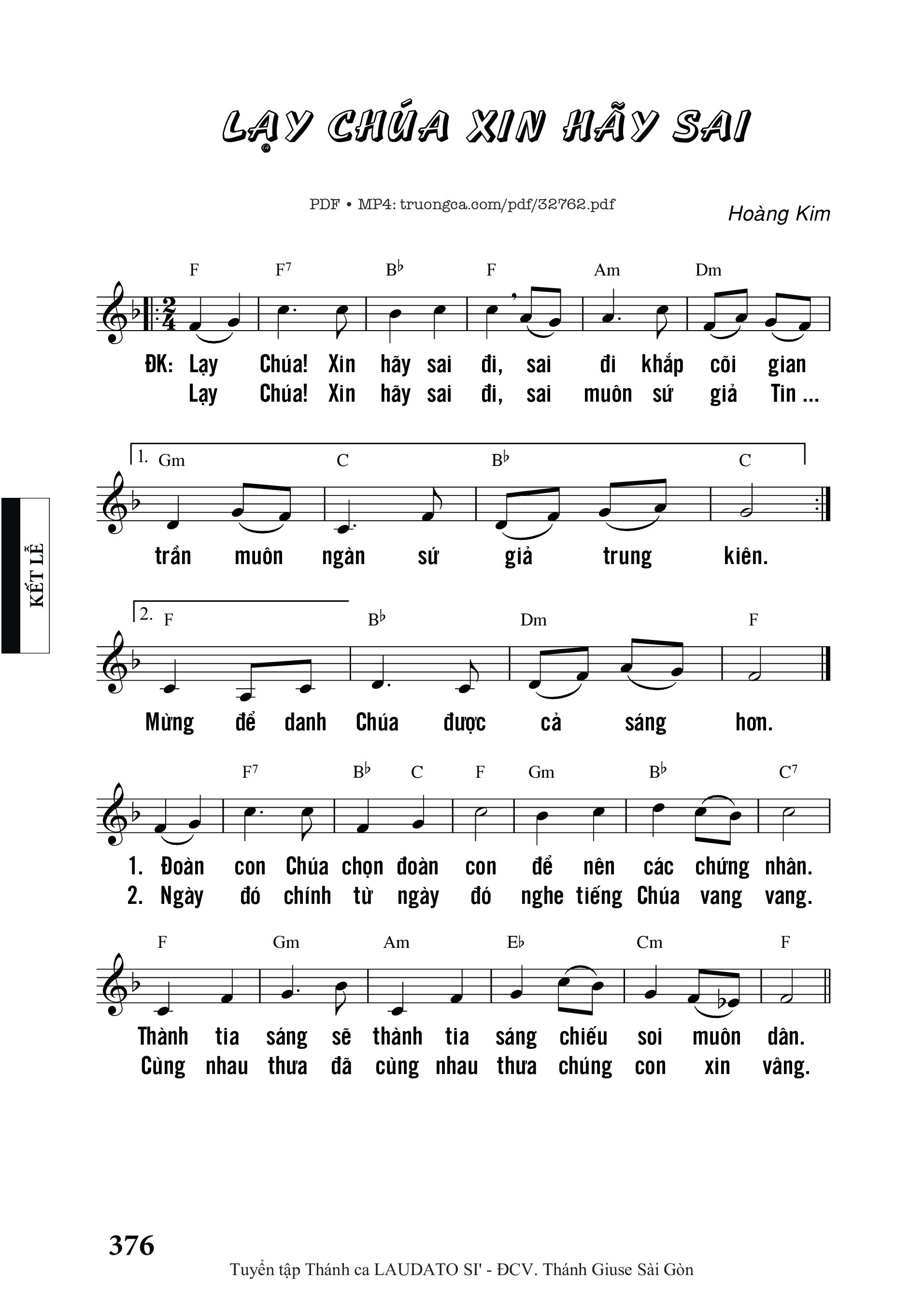 Sheet PDF of Lạy Chúa Xin Hãy Sai