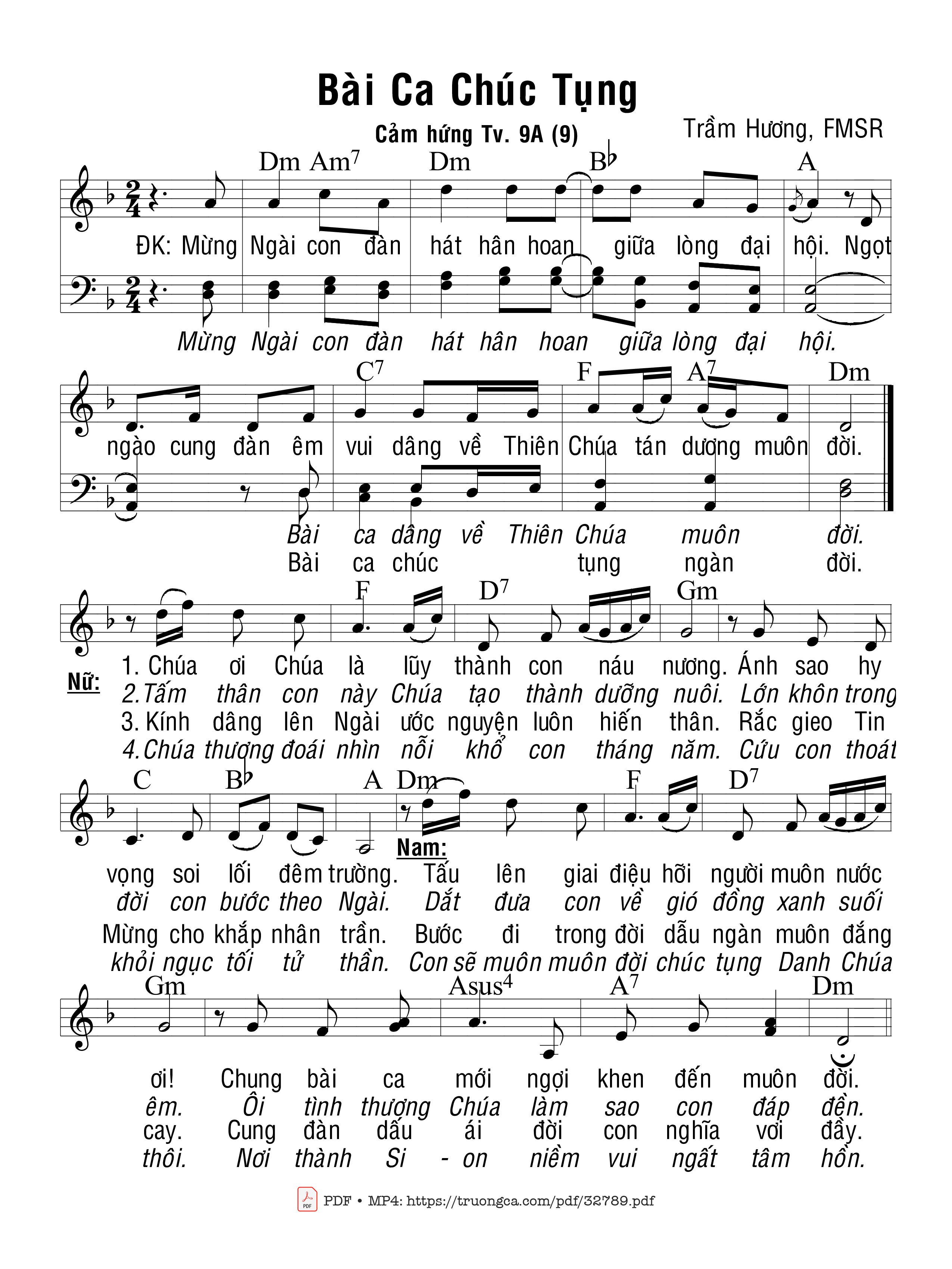Sheet PDF of Bài Ca Chúc Tụng
