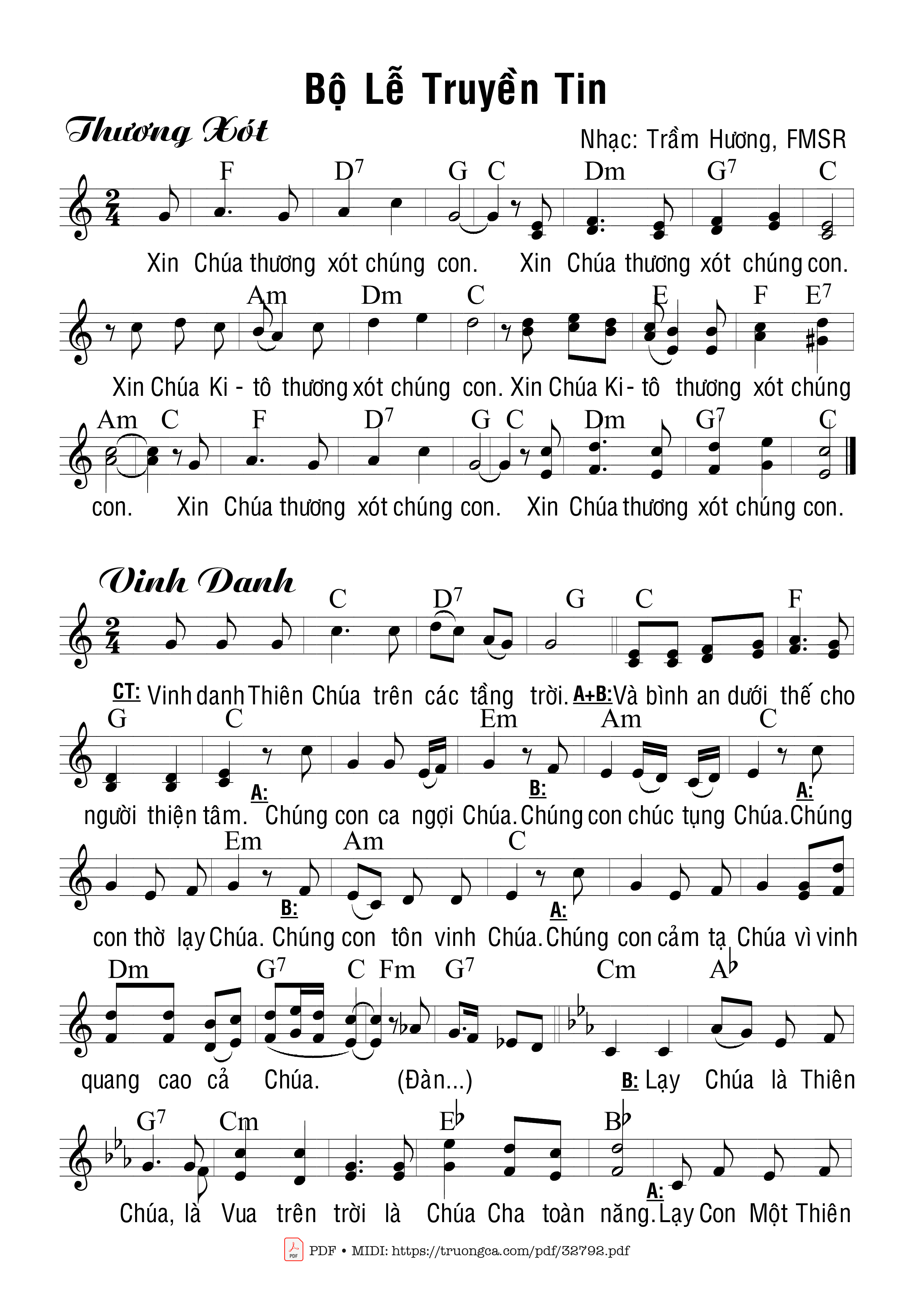 Sheet PDF of Bộ Lễ Truyền Tin